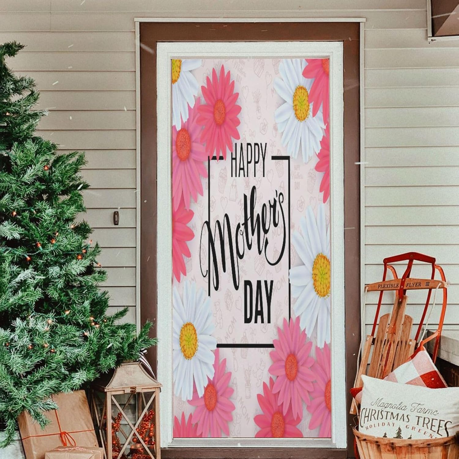 Susiyo Stretch Flowers Door Cover for Mothers Day