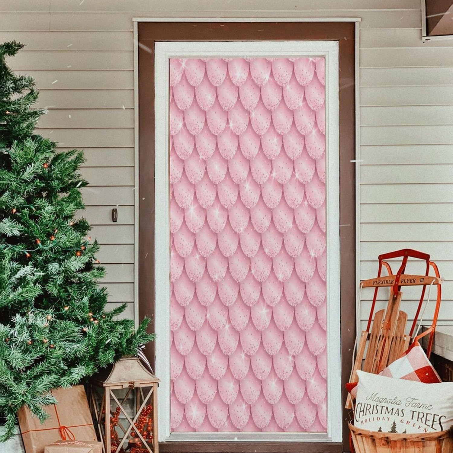 Susiyo Pink Gold Mermaid Door Cover 35x79 Inch