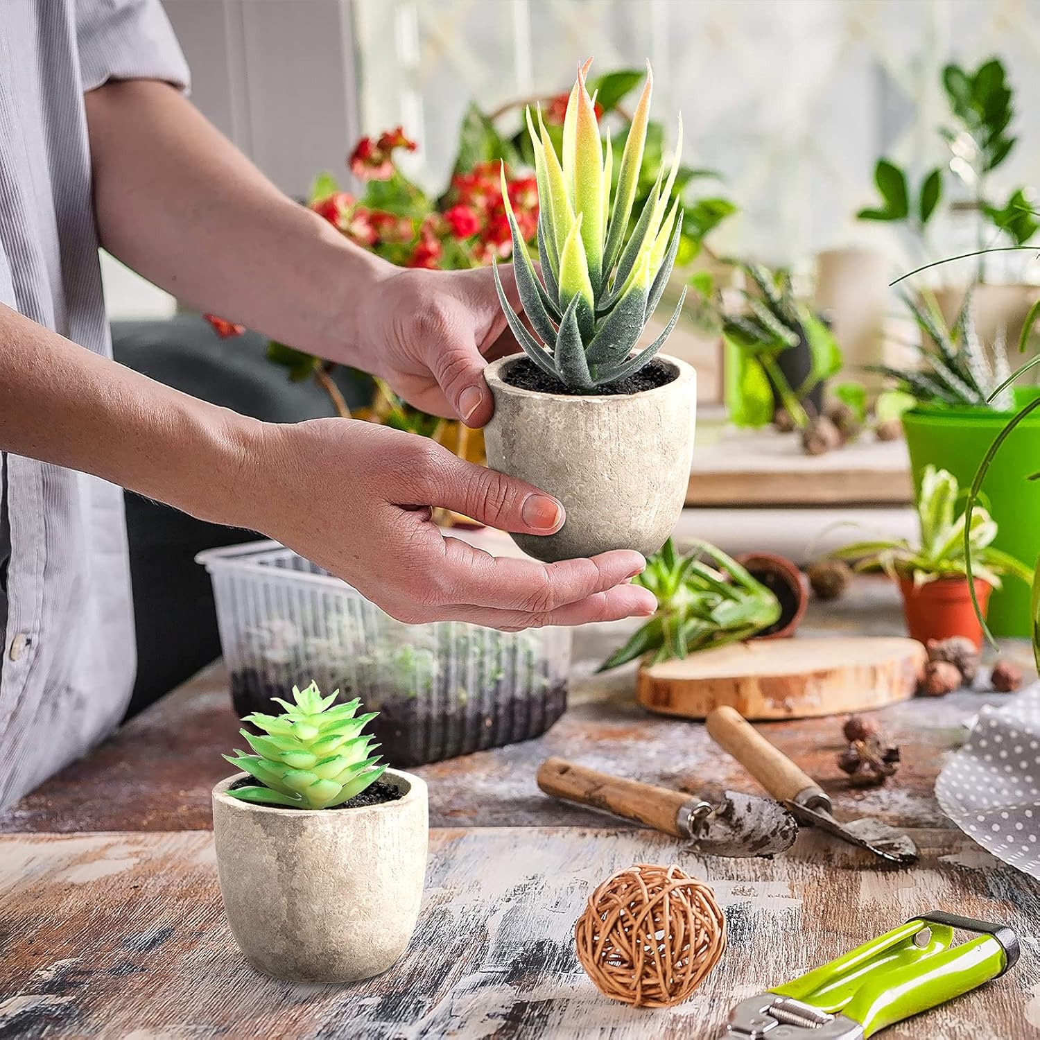 Jutom 32 Pieces Mini Artificial Succulents for Home Decor