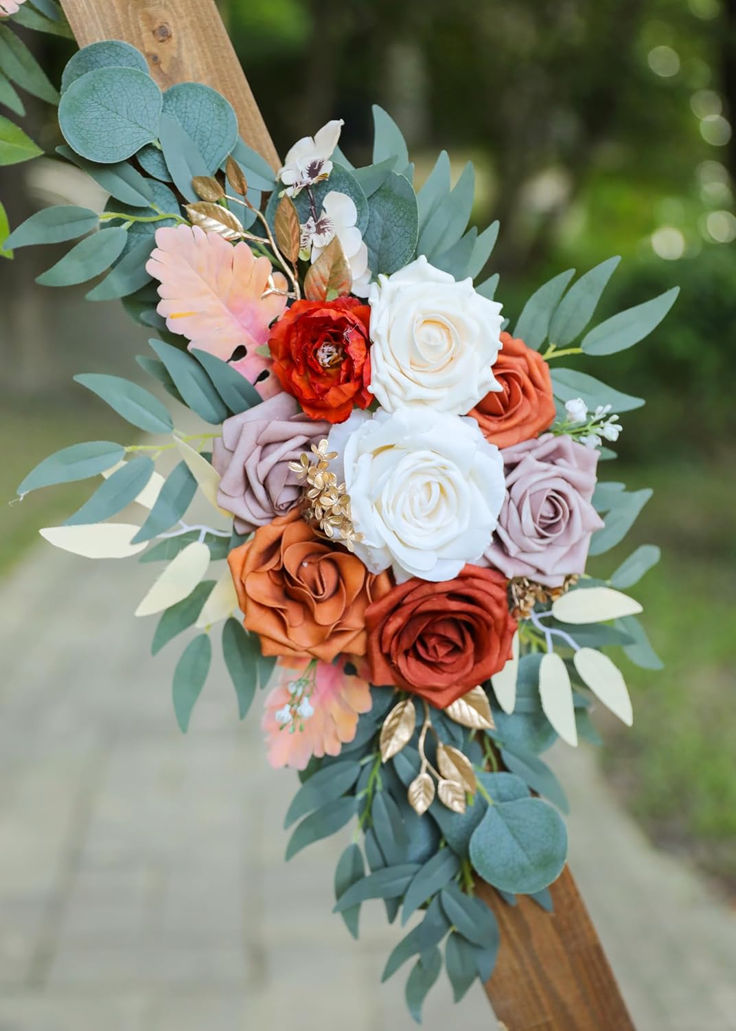 Burnt Orange Wedding Arch Flowers Set of 2