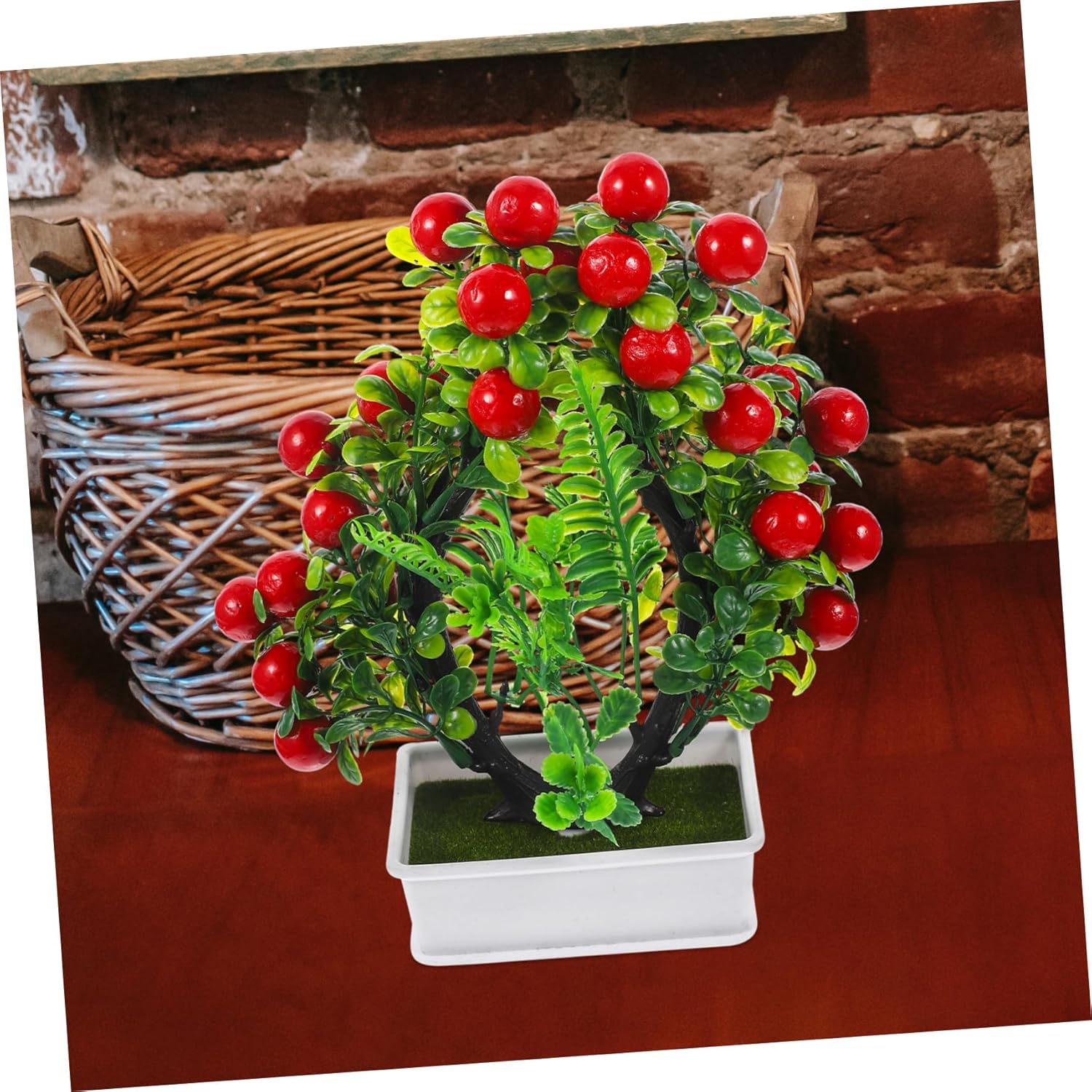 Red Fake Citrus Bonsai Decor 24X20CM