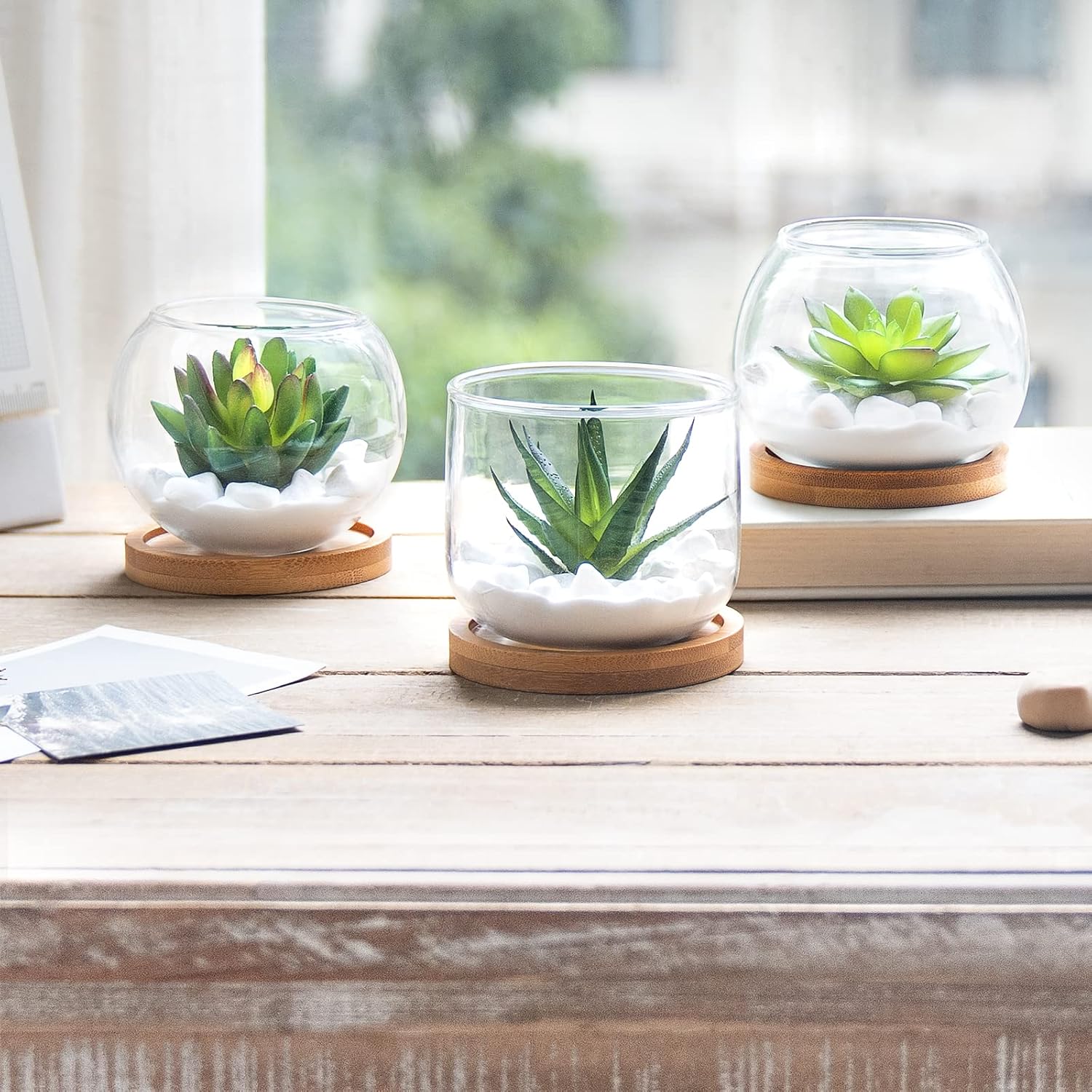 Mkono Artificial Topiary Plant in Clear Pot