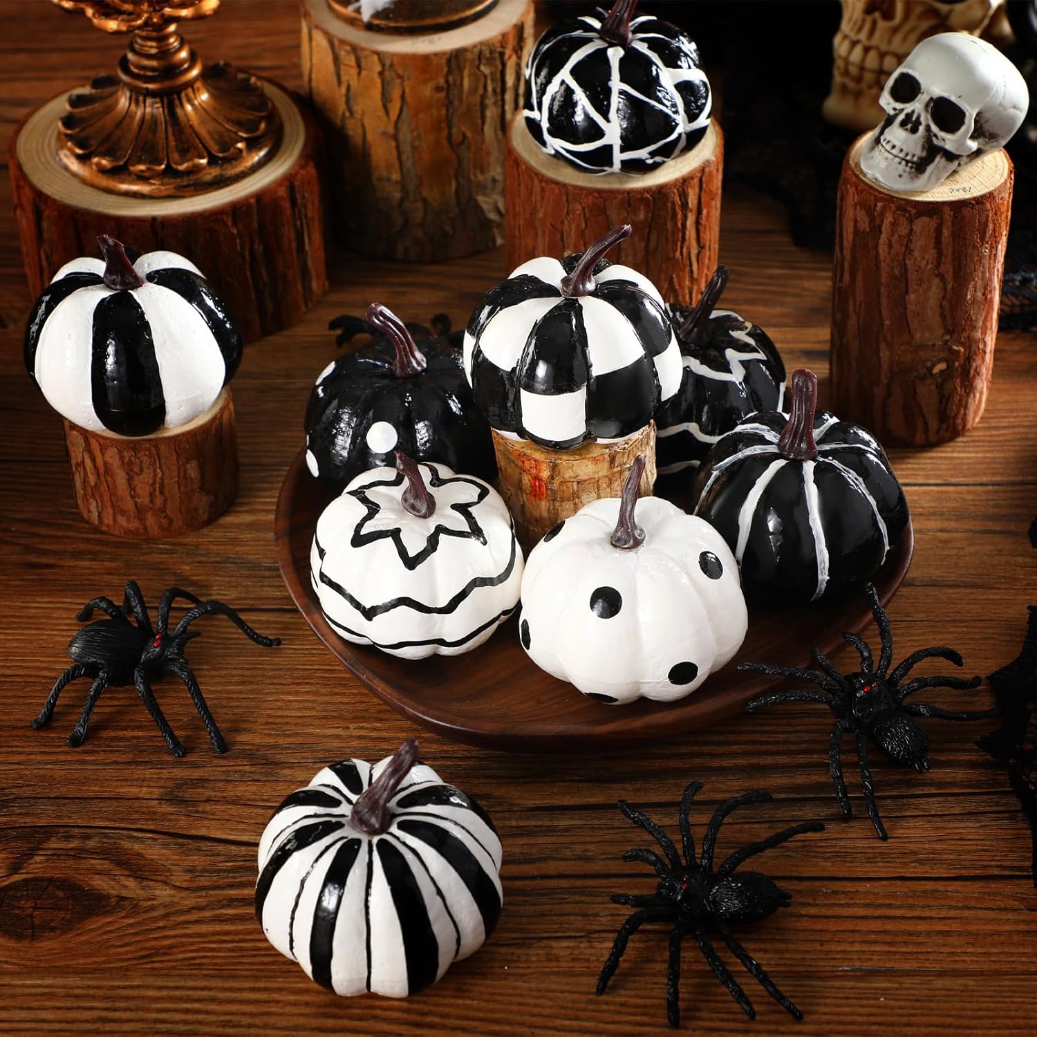 Leinuosen 9 Pcs Halloween Mini Pumpkin Decorations