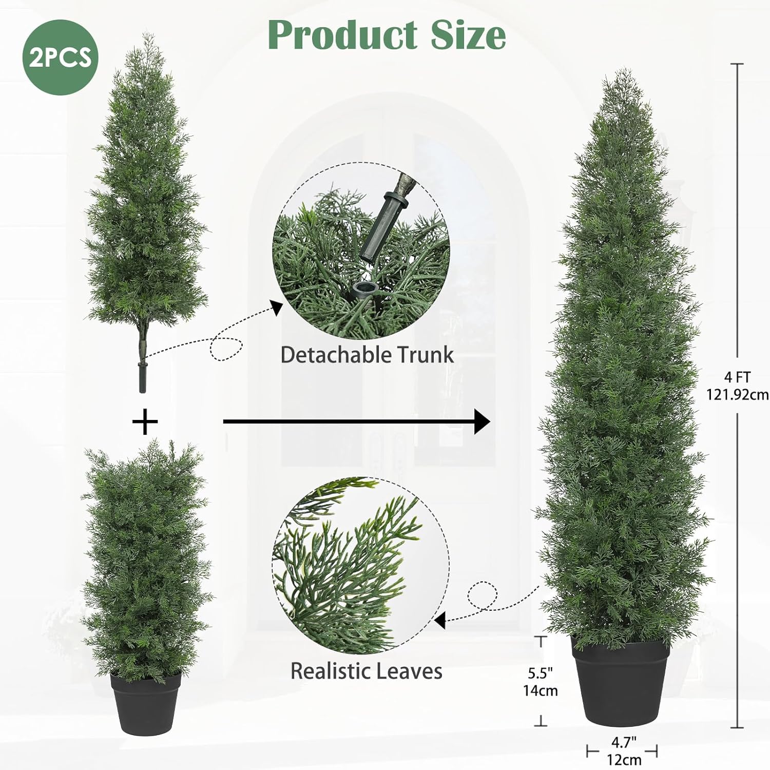 Briful Set of 2 Artificial Cedar Trees 4FT Tall