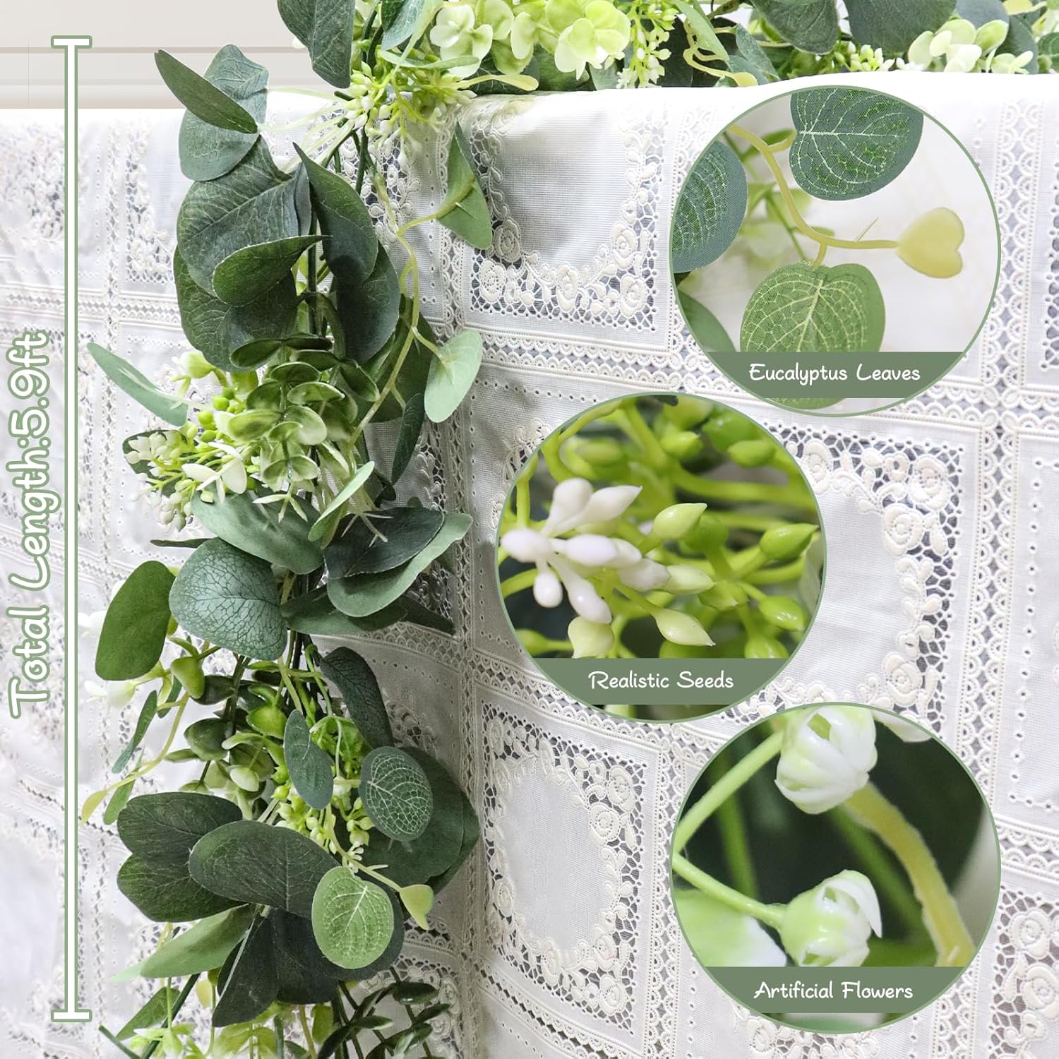 MAKHOT 59FT Eucalyptus Garland for Home Decor