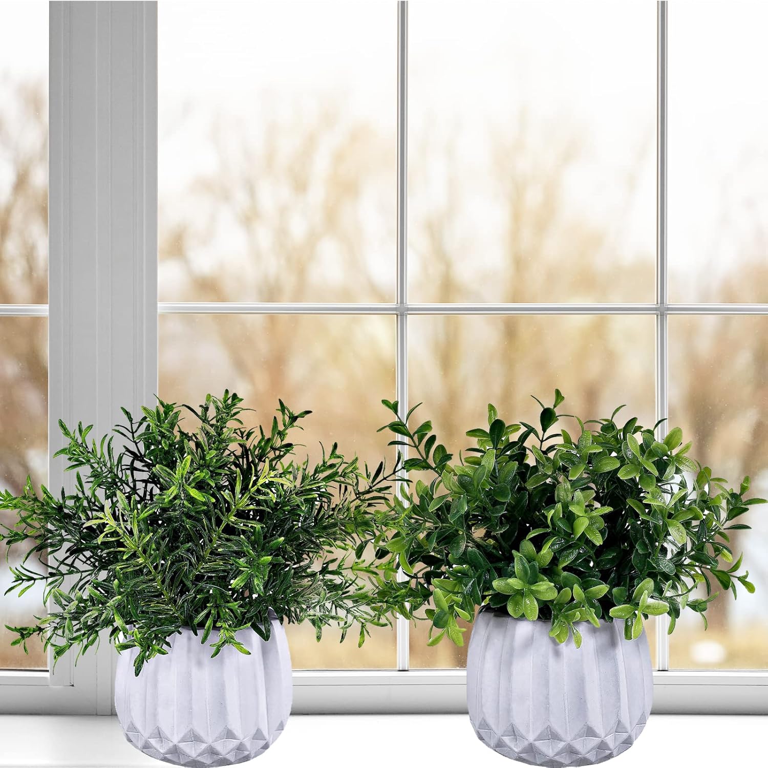 Winlyn 3 Pcs Artificial Potted Plants Set
