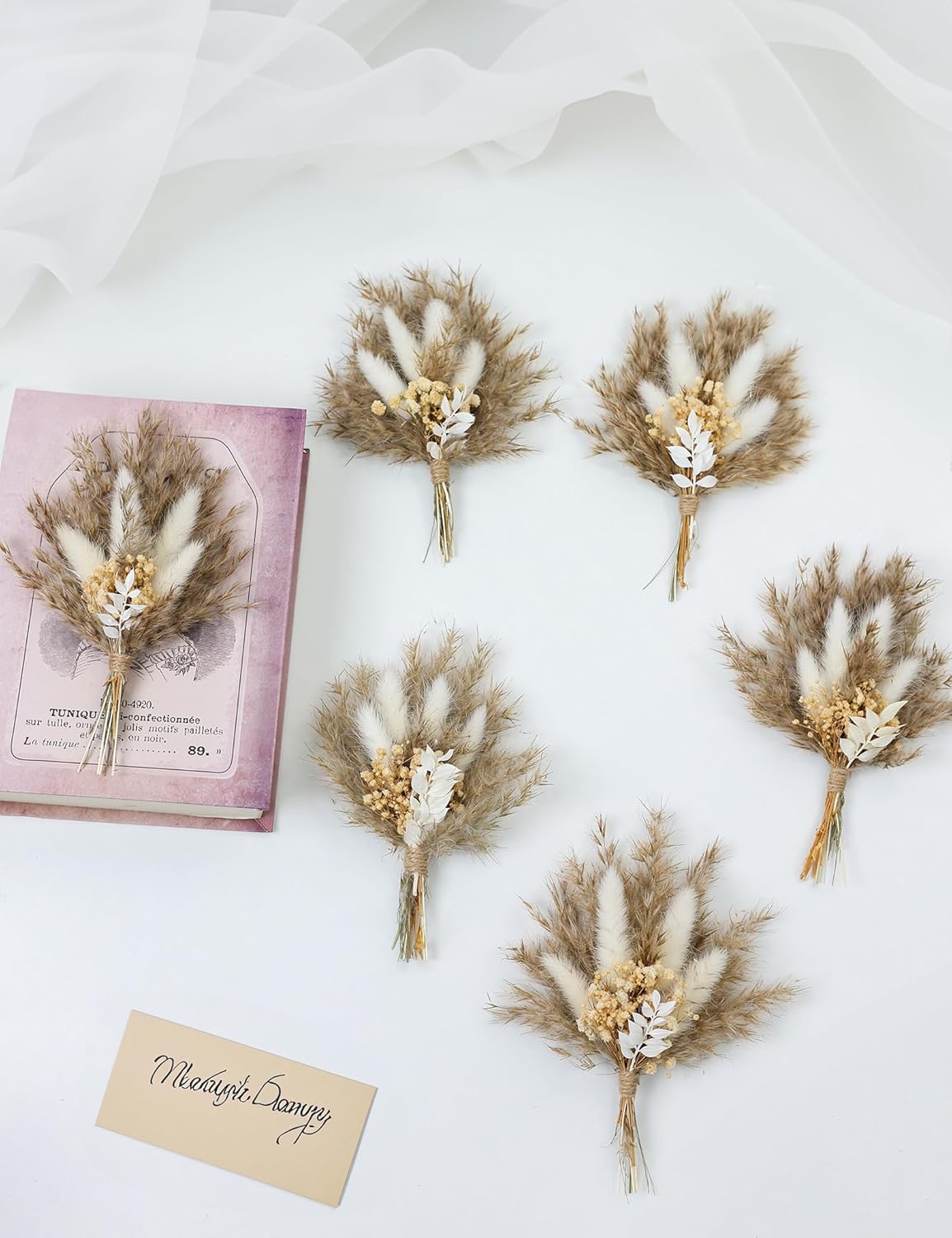 Mini Dried Flower Bouquet Set of 6 Boho Decor
