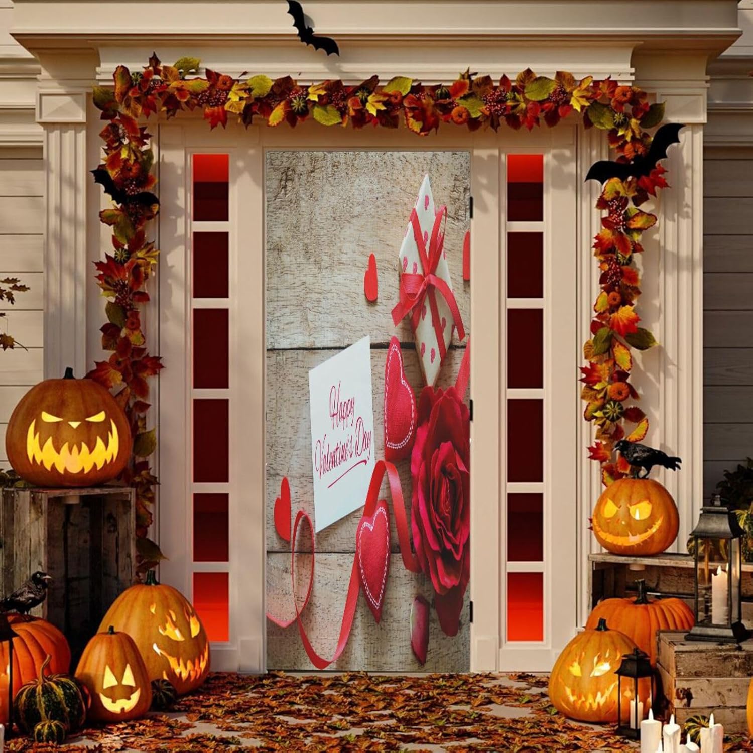 Susiyo Red Hearts Halloween Door Cover 32x79 in