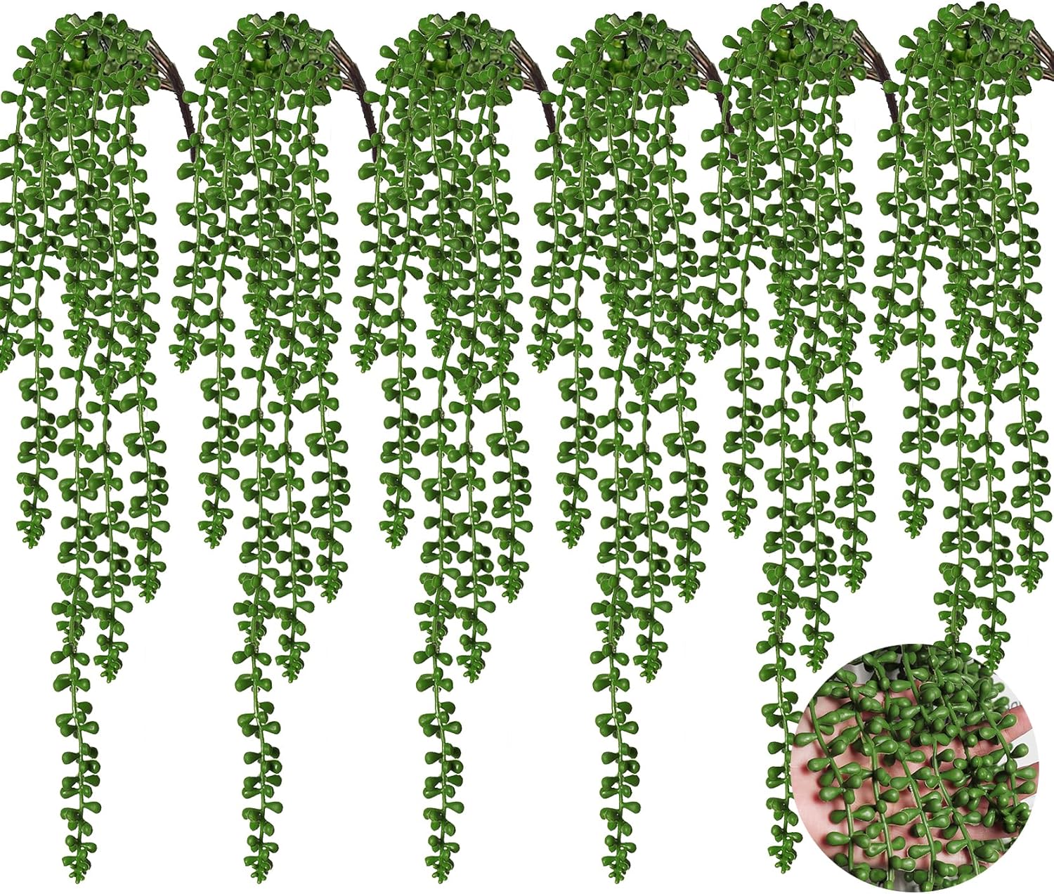 RECUTMS 6pcs Artificial String of Pearls Hanging Plants Wall Decor