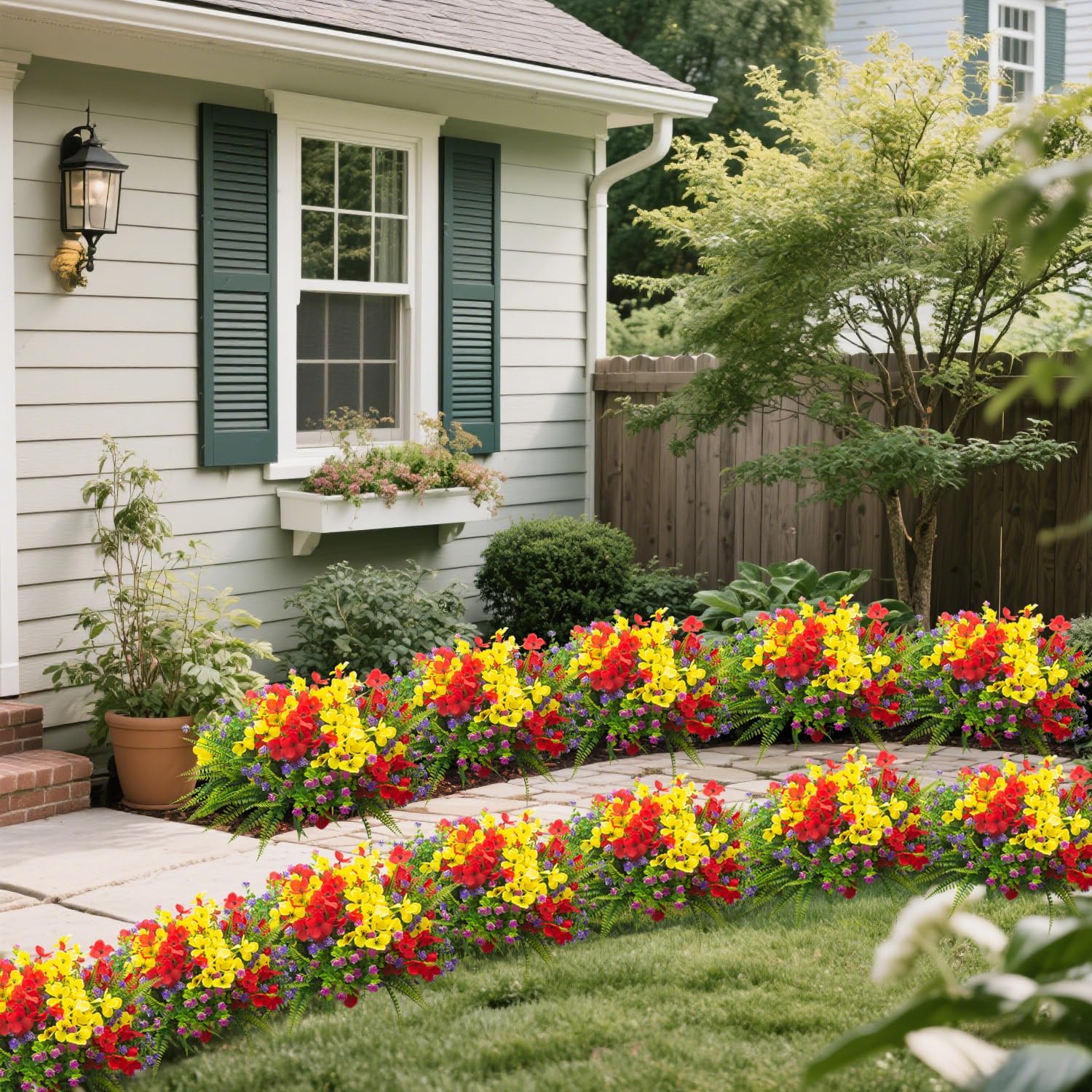 20 Packs Artificial Flowers for Outdoor Decor
