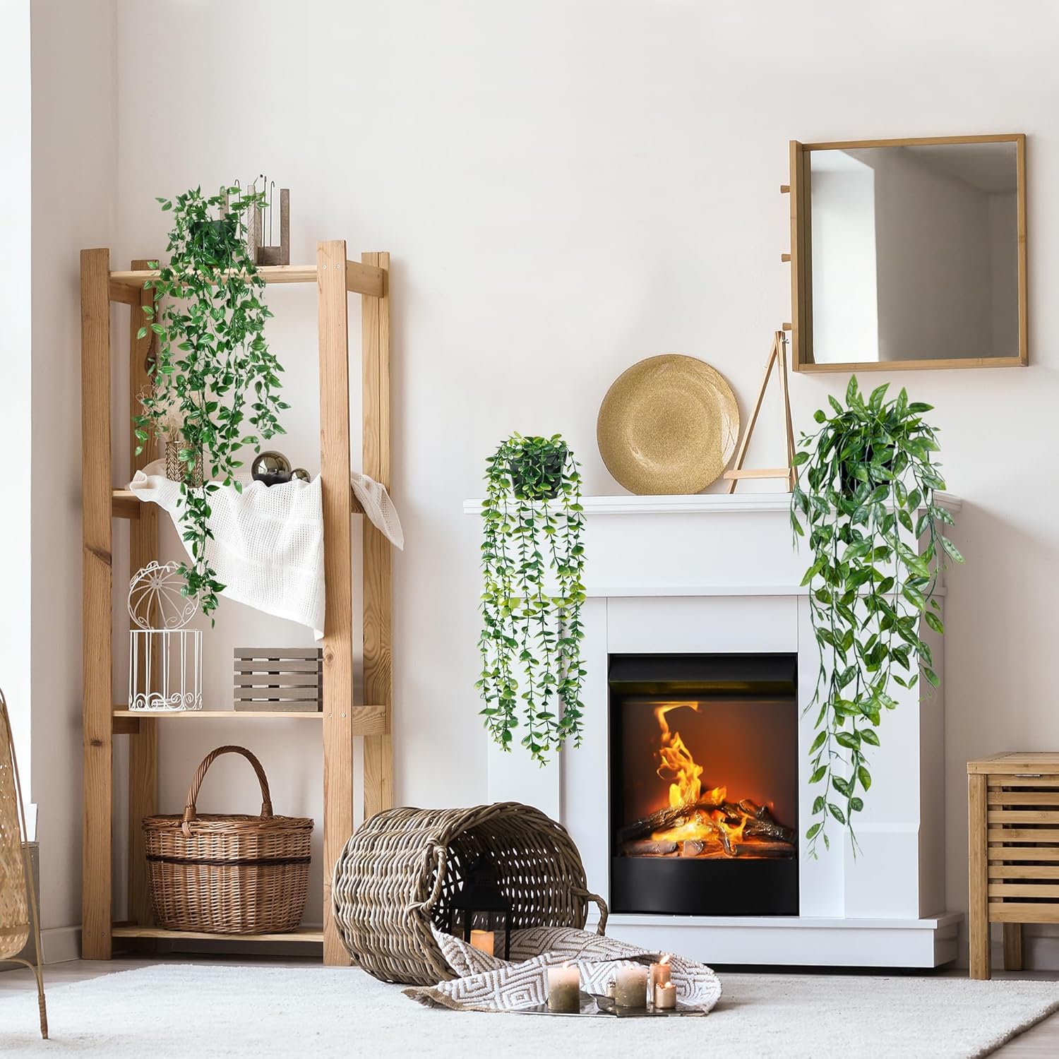 Sggvecsy 3 Pack Artificial Hanging Plants for Home Decor
