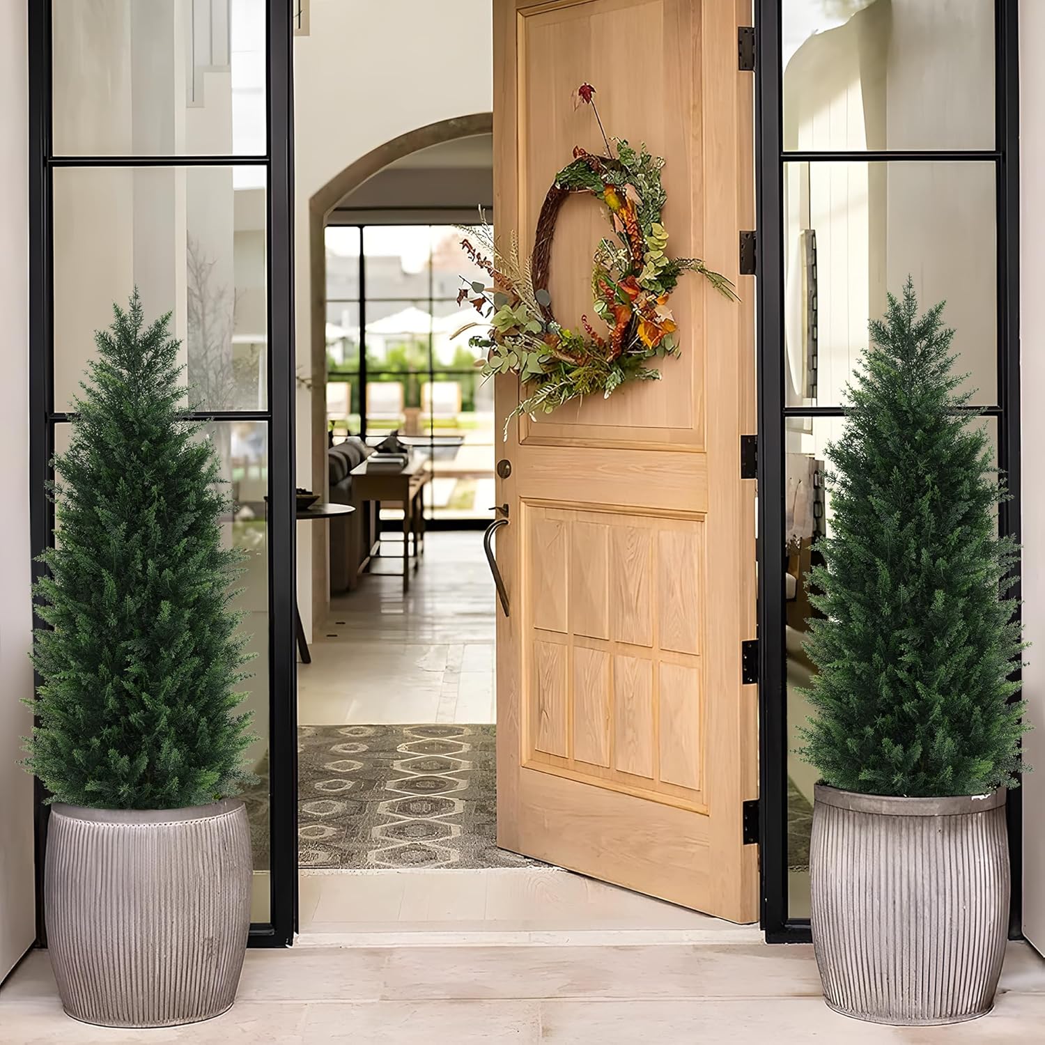 Artificial Cedar Topiary Trees 2 Pack 3FT UV Resistant