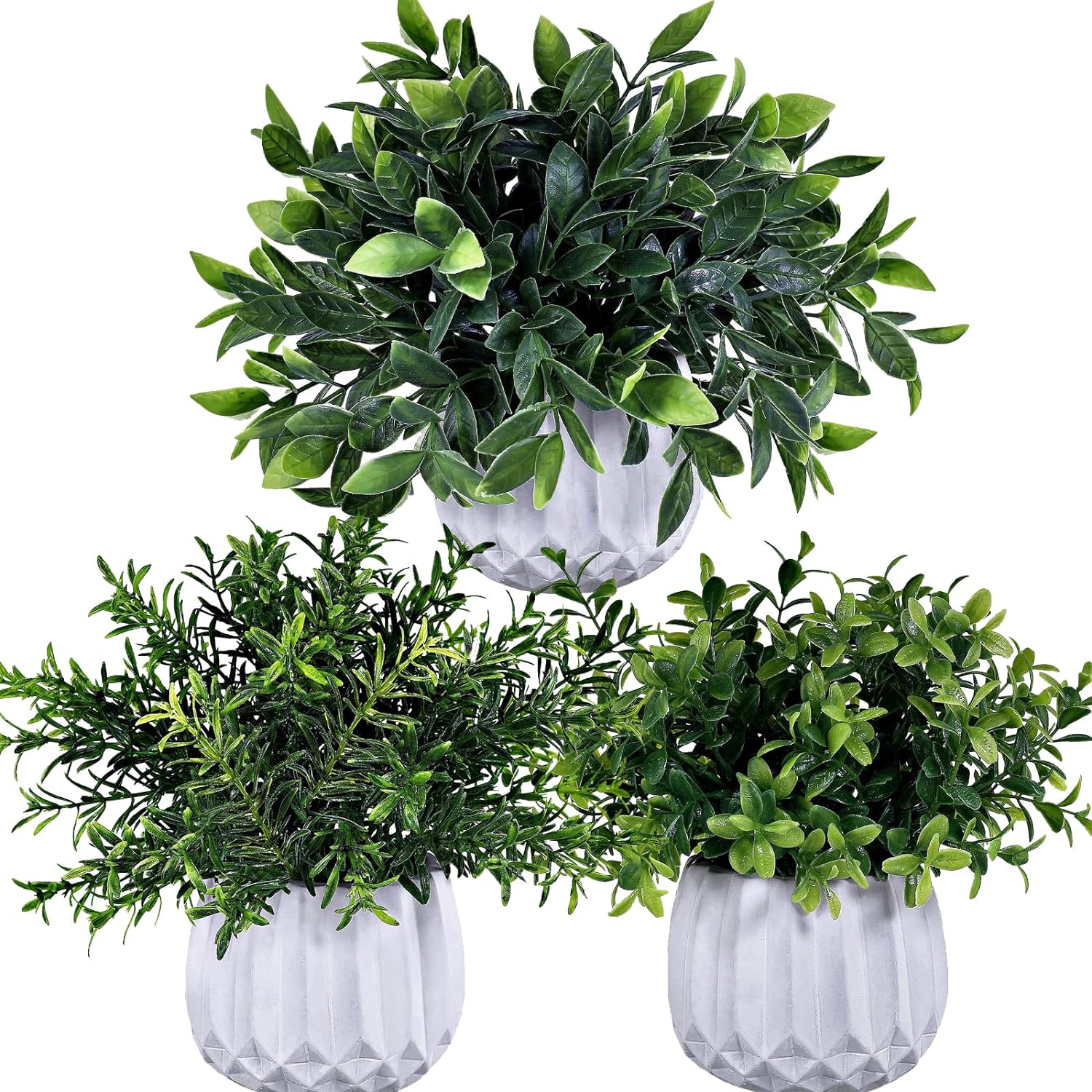 Winlyn 3 Pcs Artificial Potted Plants Set