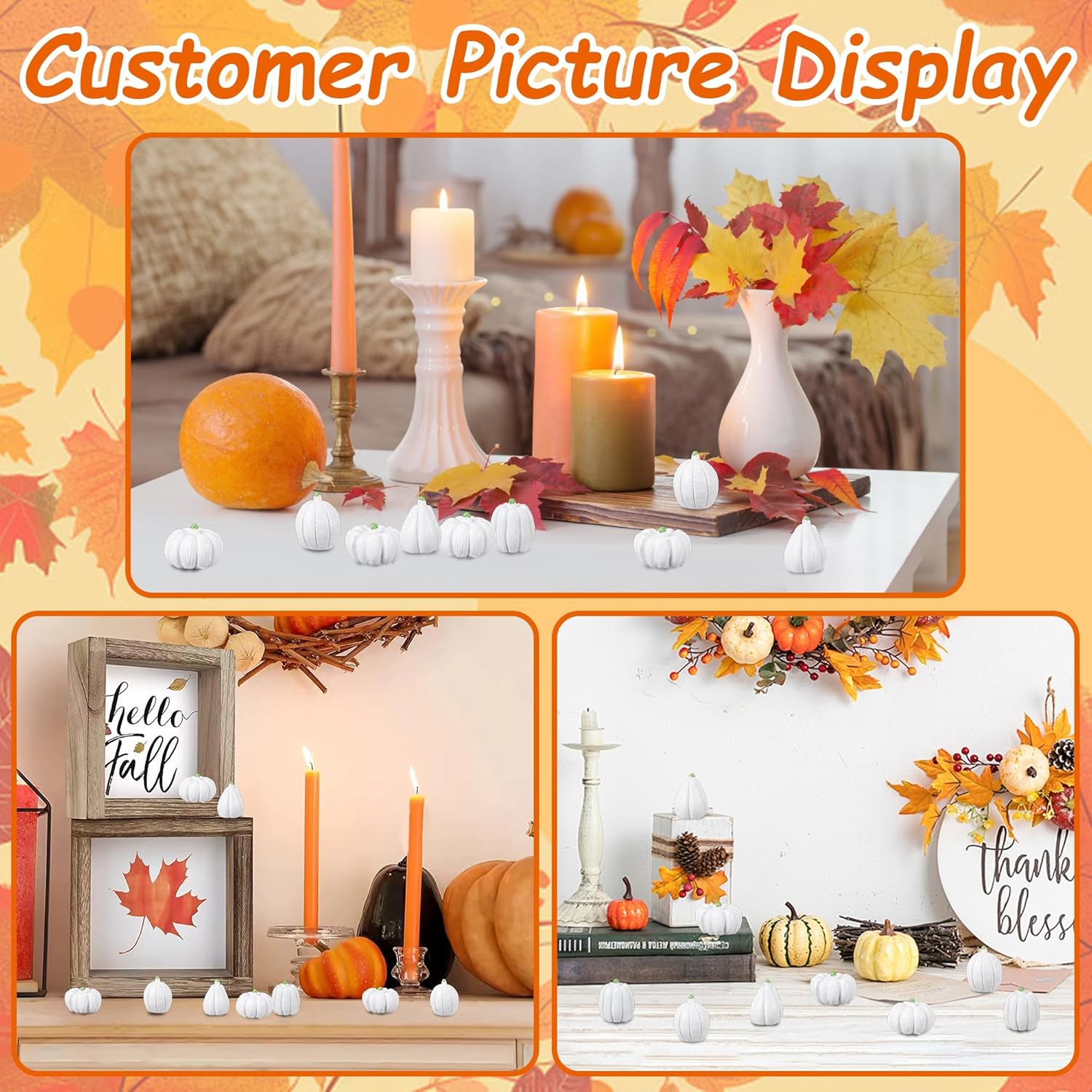 Winemana Mini Pumpkins Fall Decorations 80 Pack White
