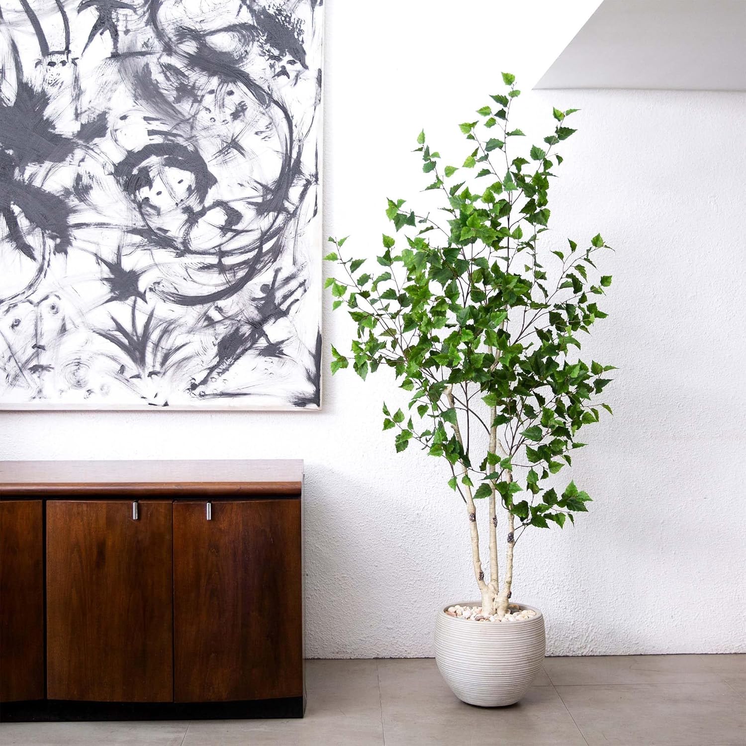 Nearly Natural 6ft Artificial Birch Tree with Real Touch Leaves