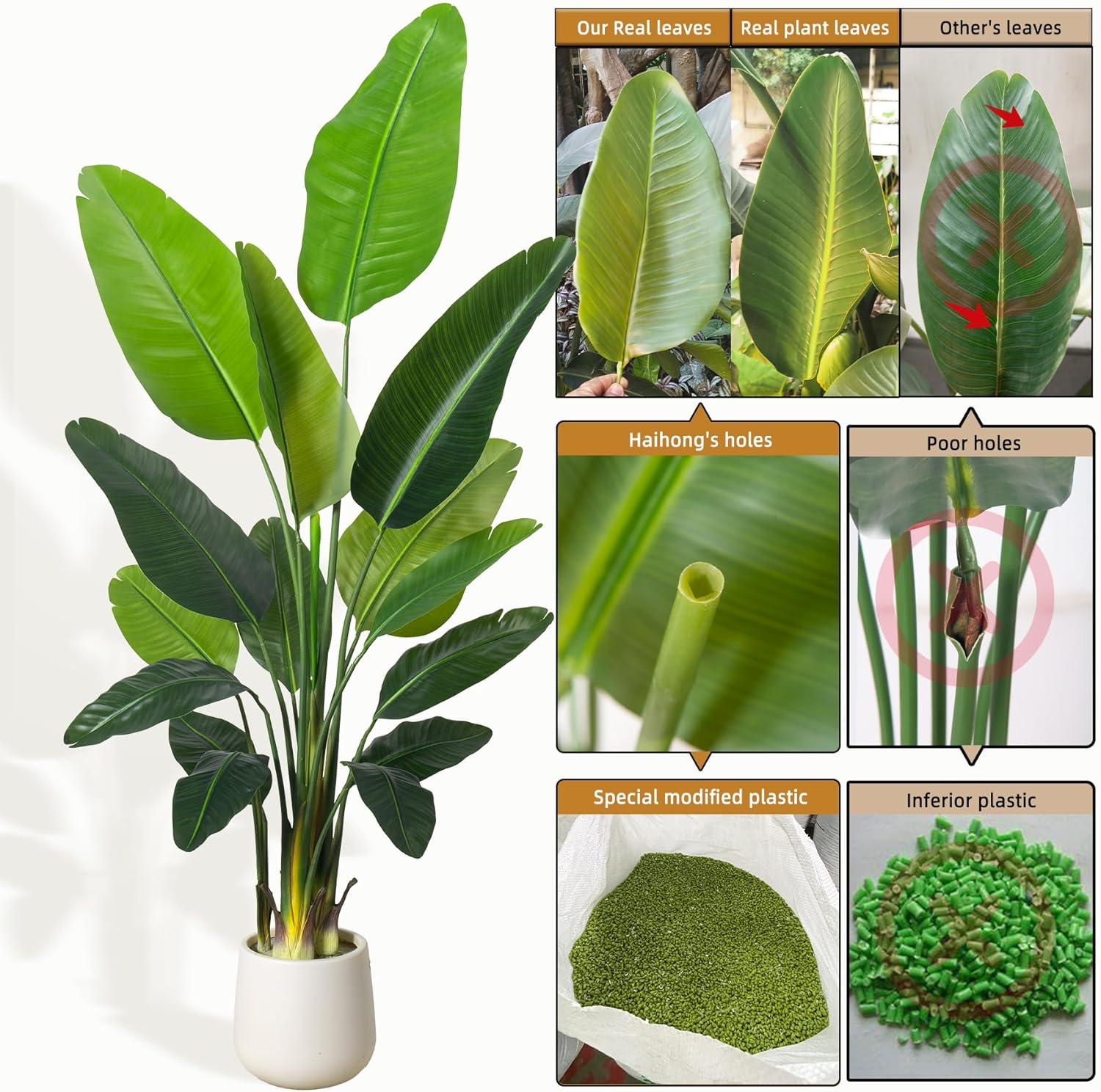6FT Bird of Paradise Artificial Plants with White Planter