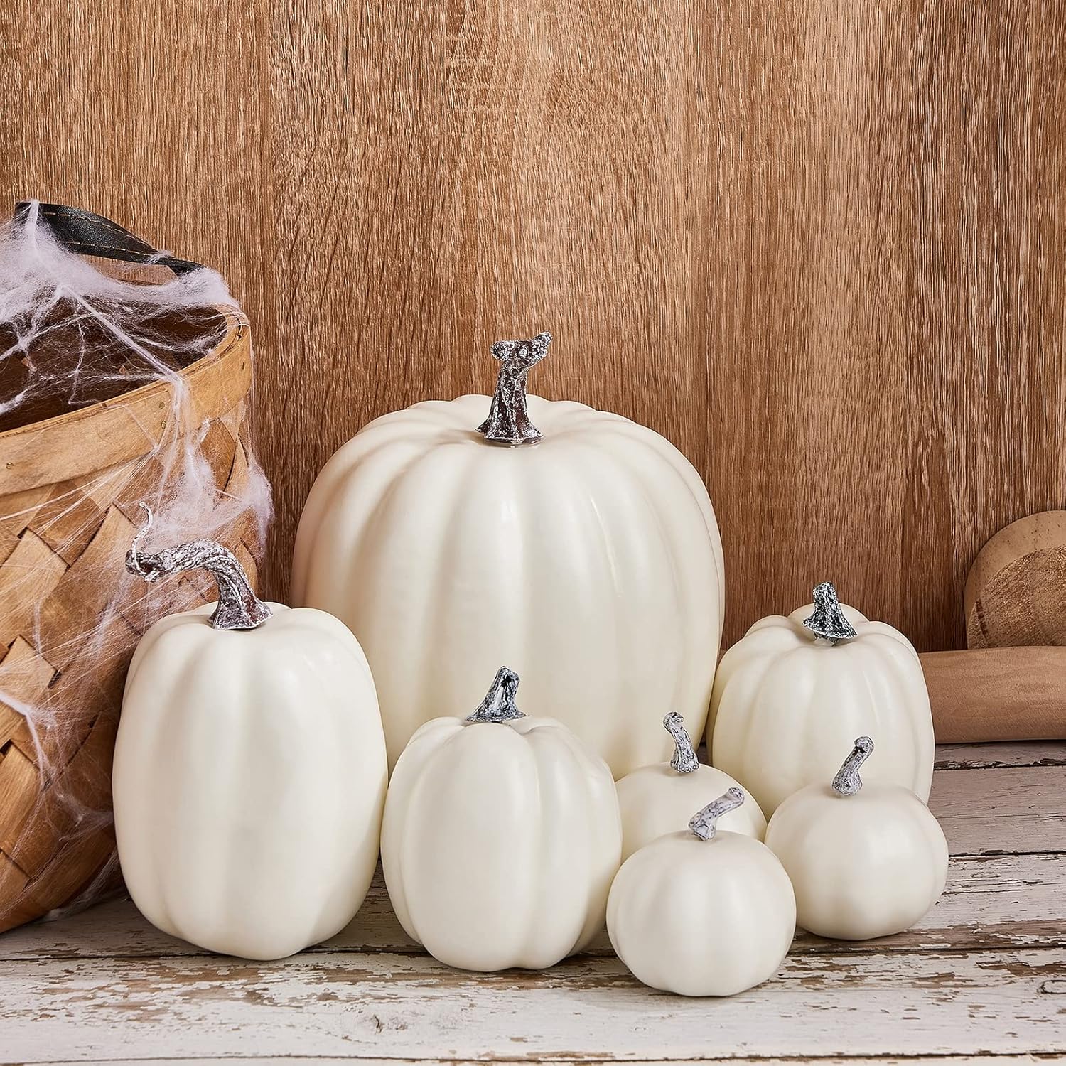 Kayotuas 7Pcs Artificial Pumpkins Decor Set