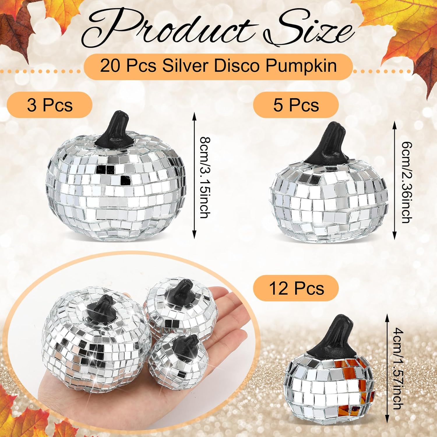 Geelin 20 Pcs Silver Disco Pumpkins Decor