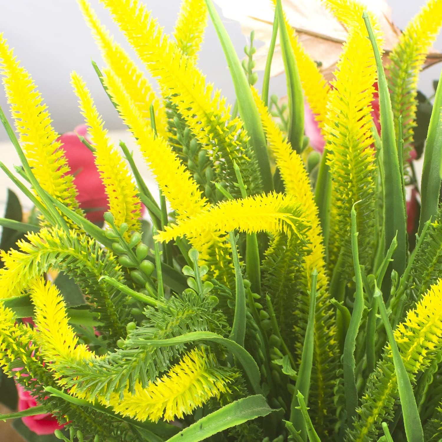 10 Bundles Artificial Plants Outdoor Fake Grass with Yellow Flowers