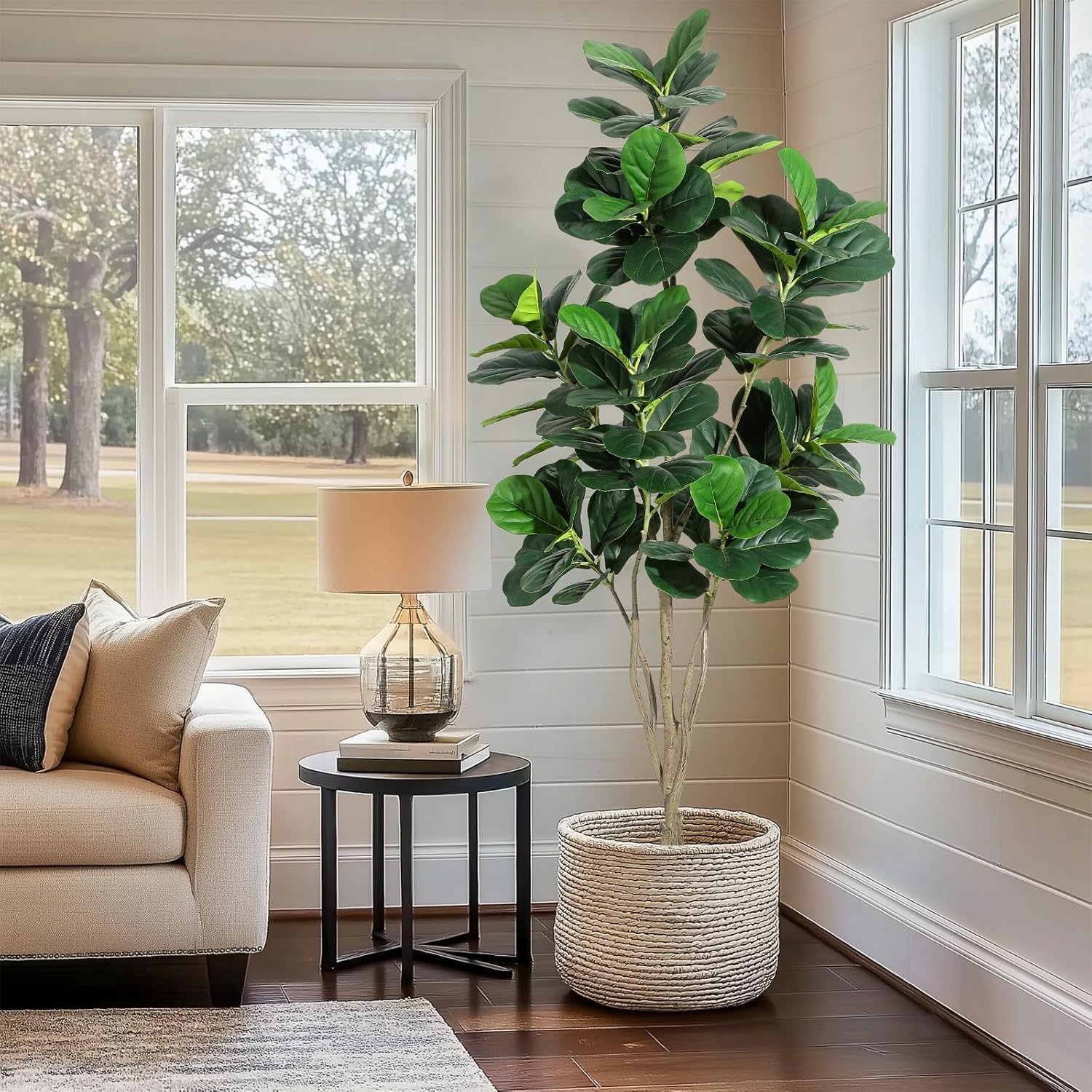 6FT Fiddle Leaf Fig Artificial Tree with Black Planter