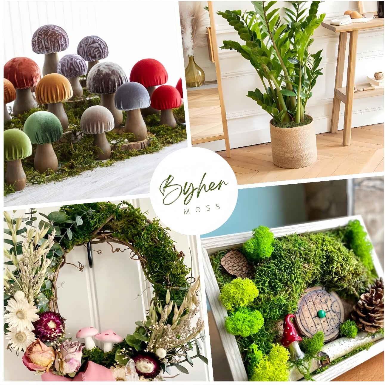 BYHER Artificial Green Moss for Indoor Planters and Crafts