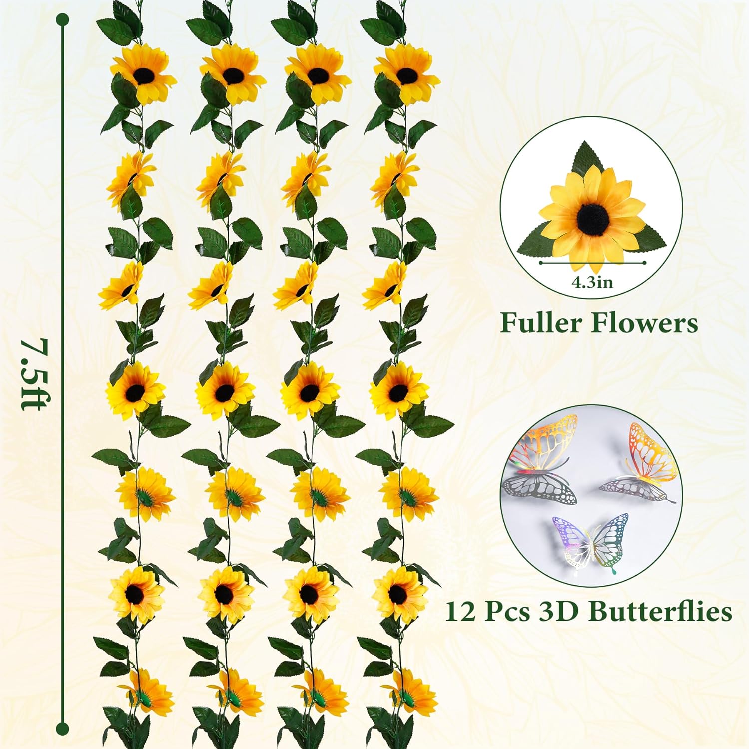 4 Pack Silk Sunflower Garland for Fall Decor