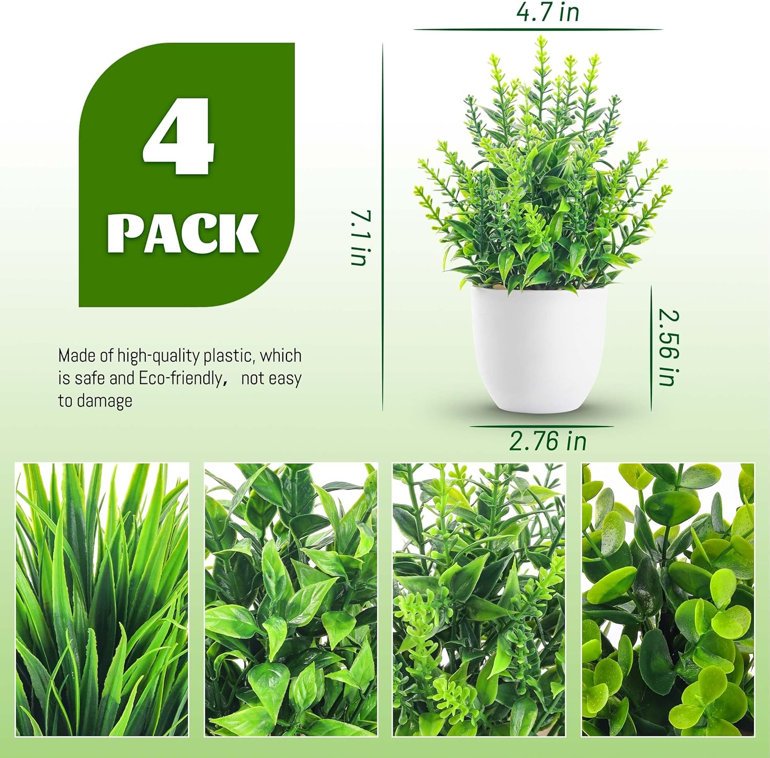 Miracliy 4 Pack Artificial Plants for Indoor Decor