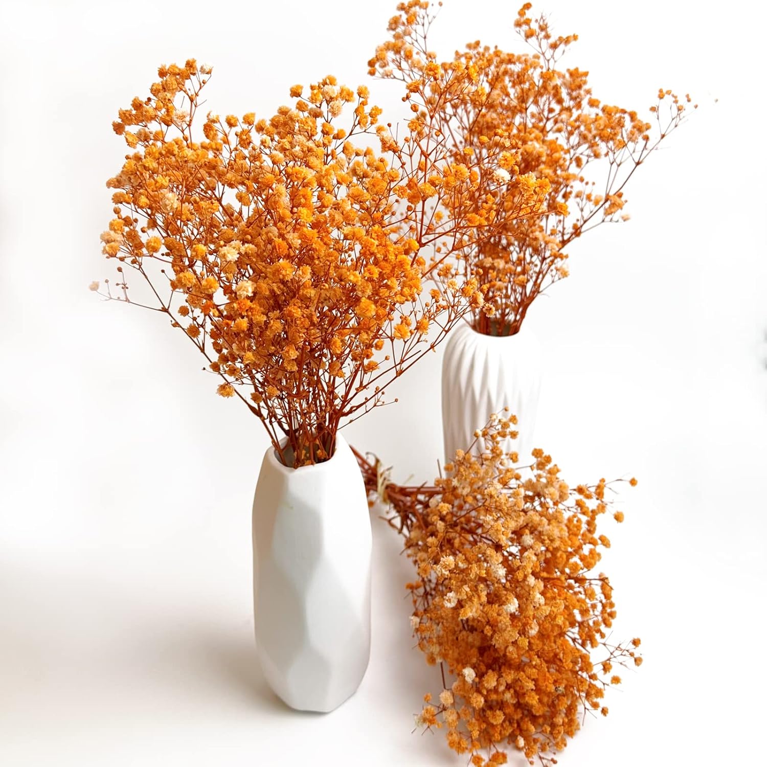 Preserved Babys Breath Flowers 3 Bunches Orange