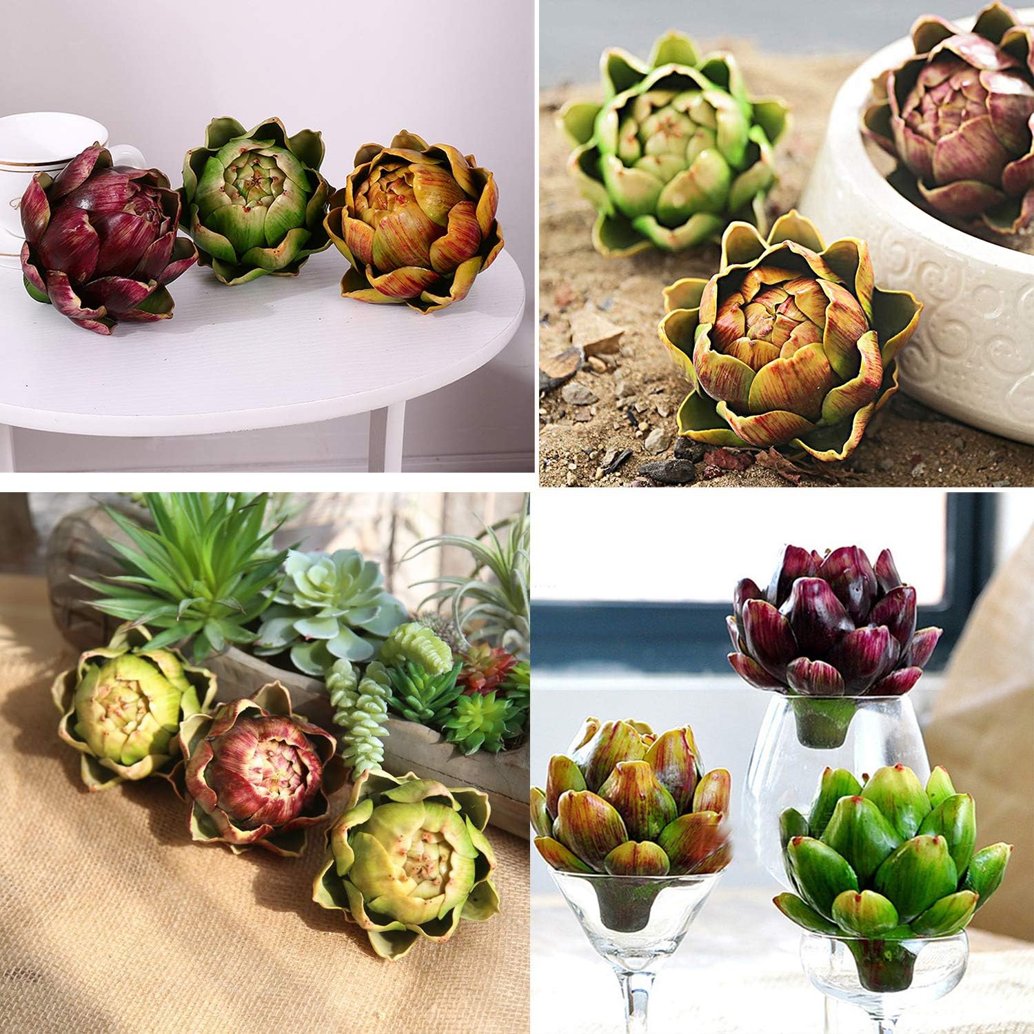 Artificial Artichoke Plastic Flower Decoration Green Small 6 Units
