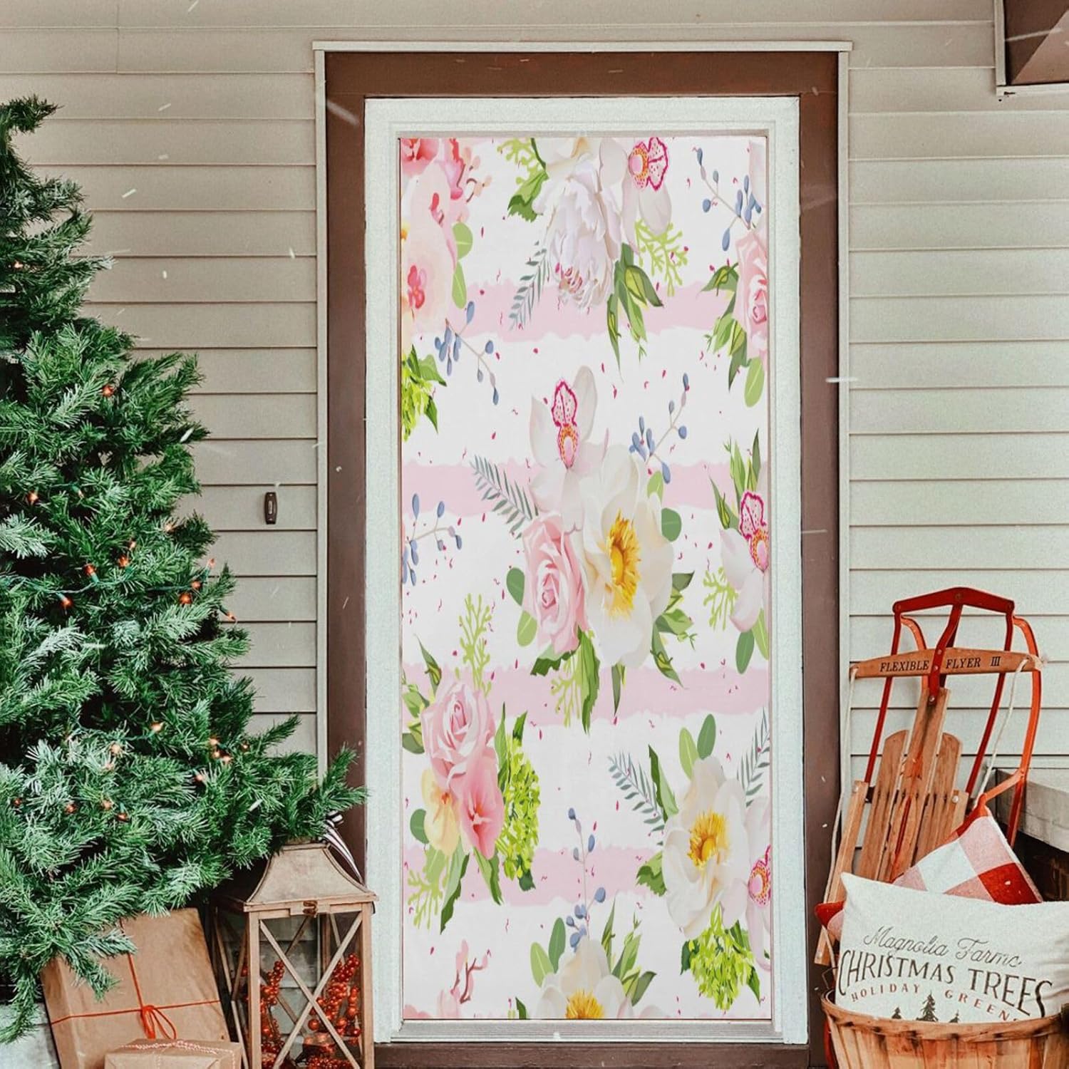Susiyo Summer Garden Flowers Door Cover Washable High Elastic