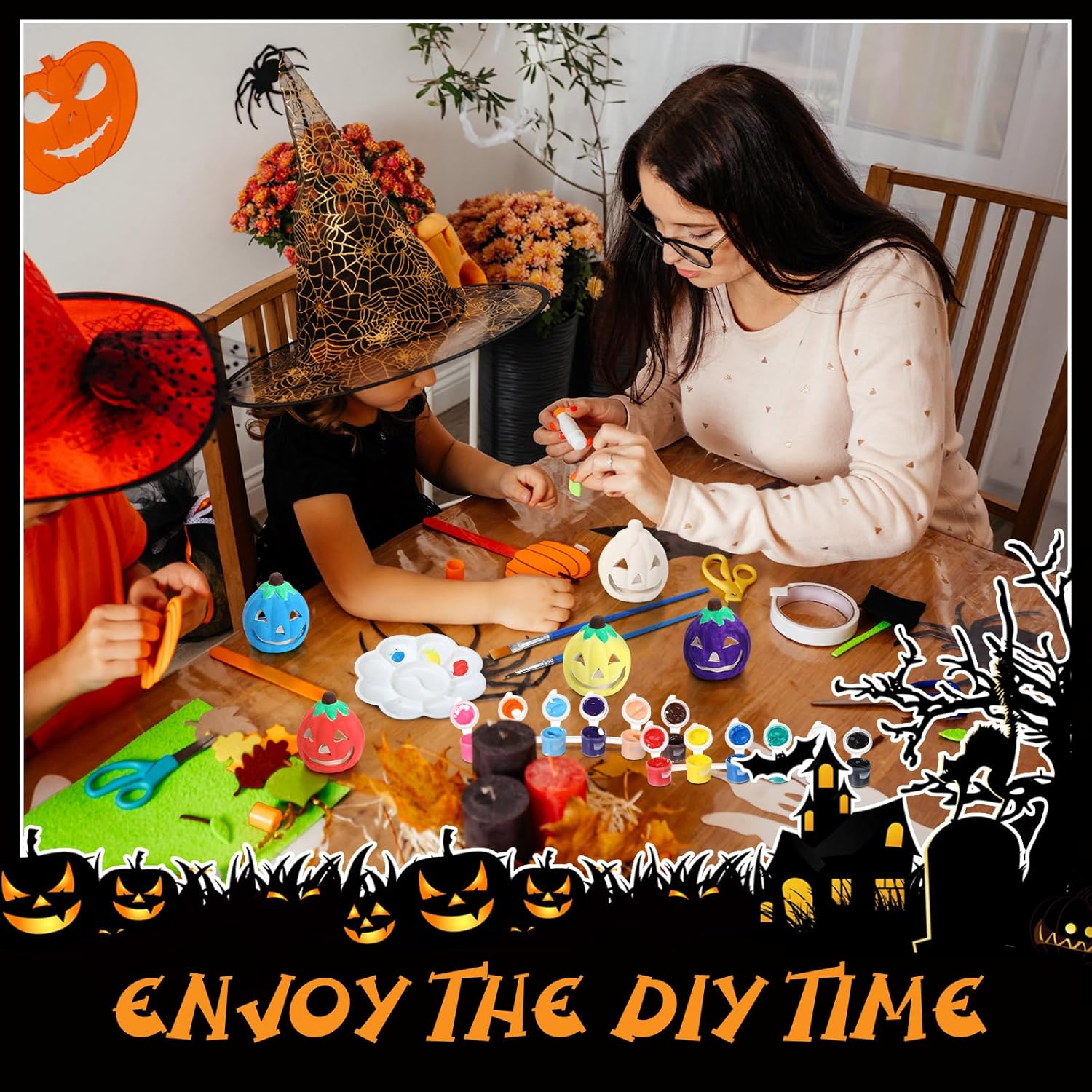 Cinnvoice Paint Your Own Ceramic Pumpkin Craft Kit 6 pcs