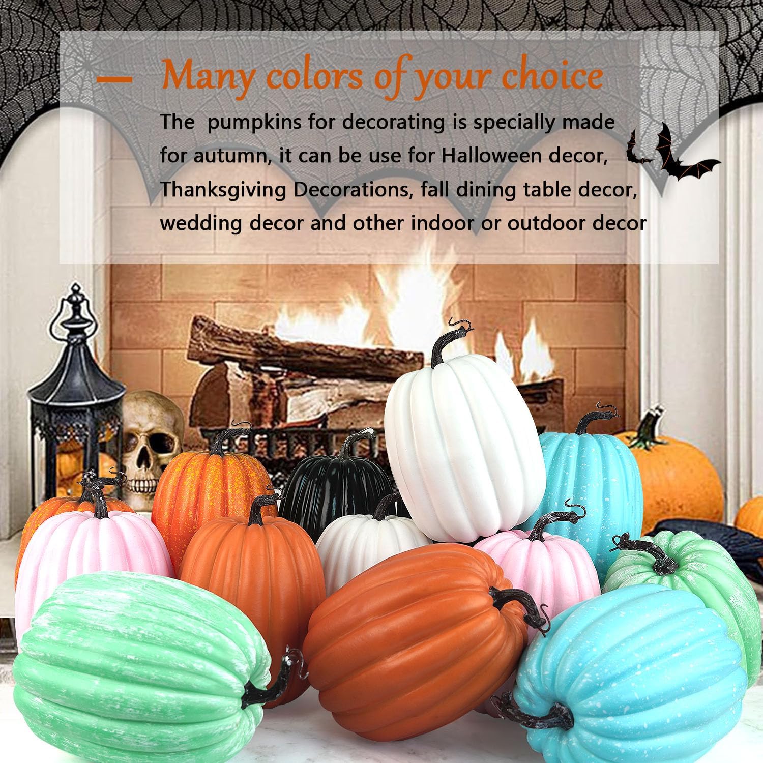 Artmag 8 Inch Artificial White Pumpkins 2PCS Fall Decor