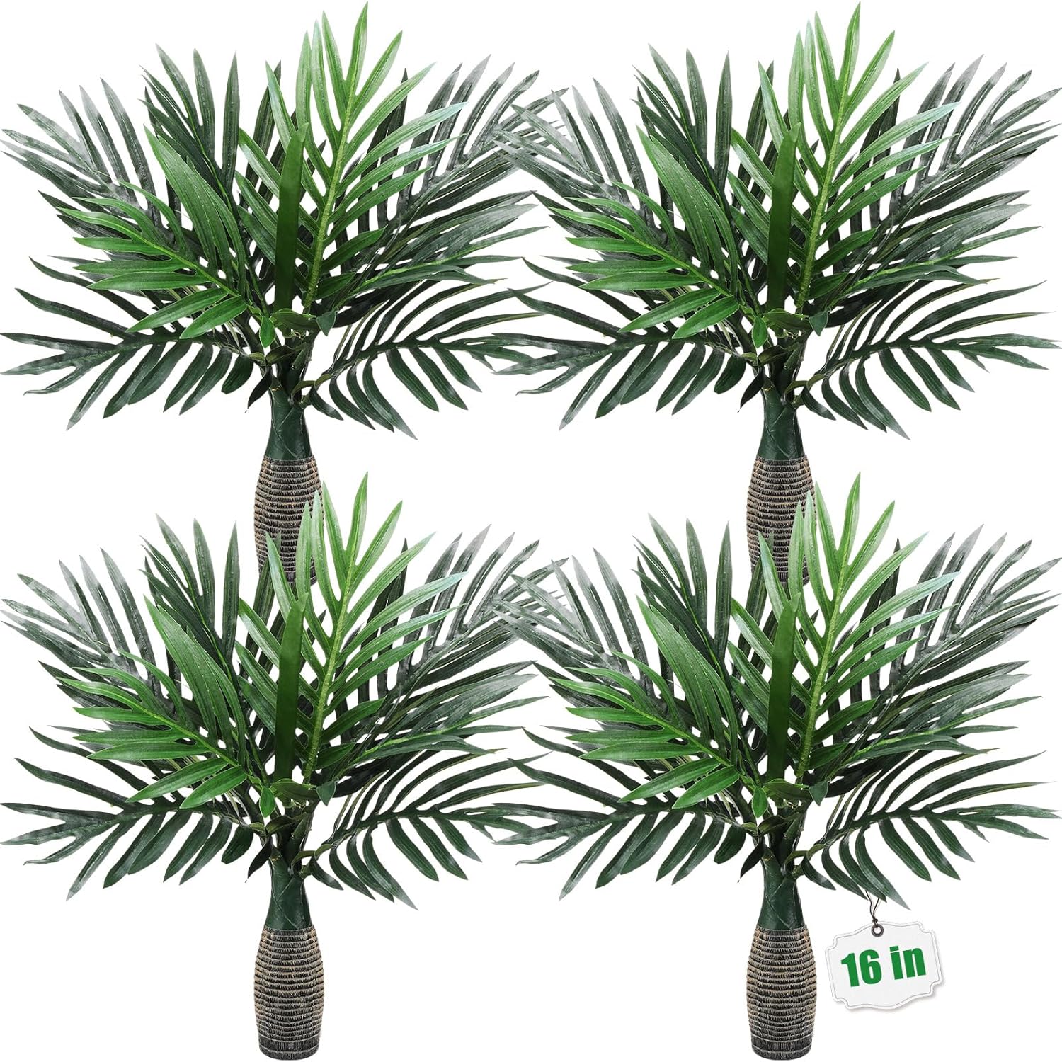 Jexine 4 Pcs 16 Inch Artificial Palm Tree Set