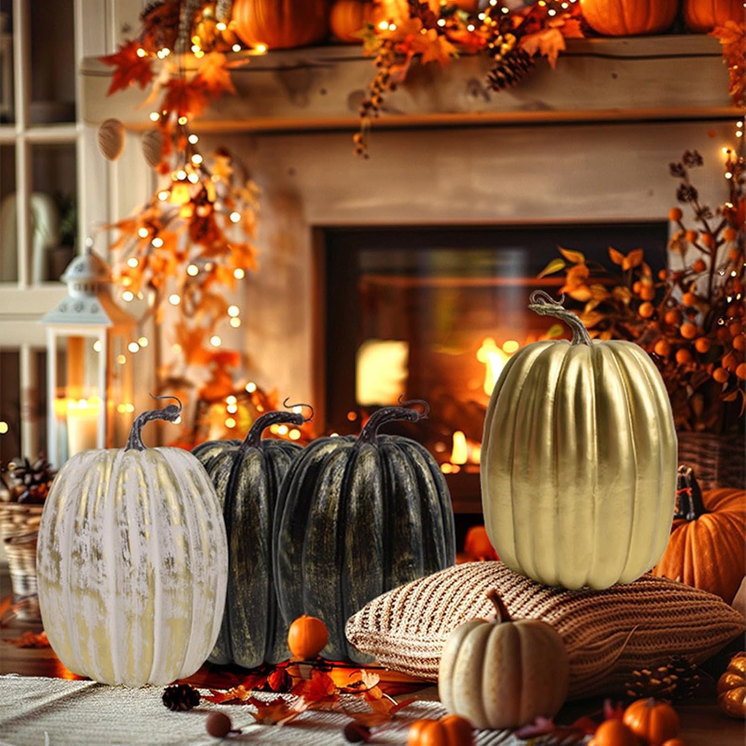 8 Inch Large Plastic Pumpkins for Fall Decor