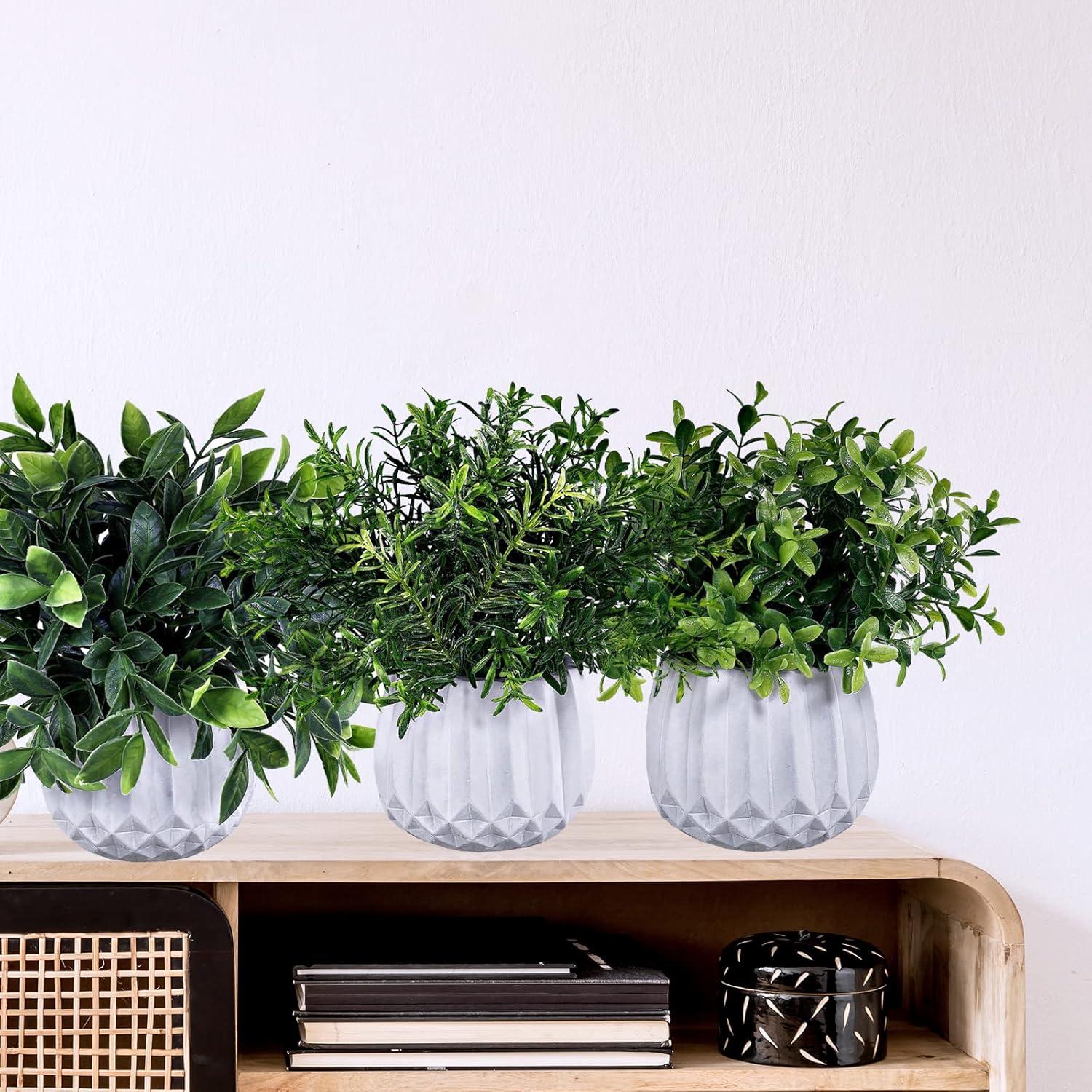 Winlyn 3 Pcs Artificial Potted Plants Set