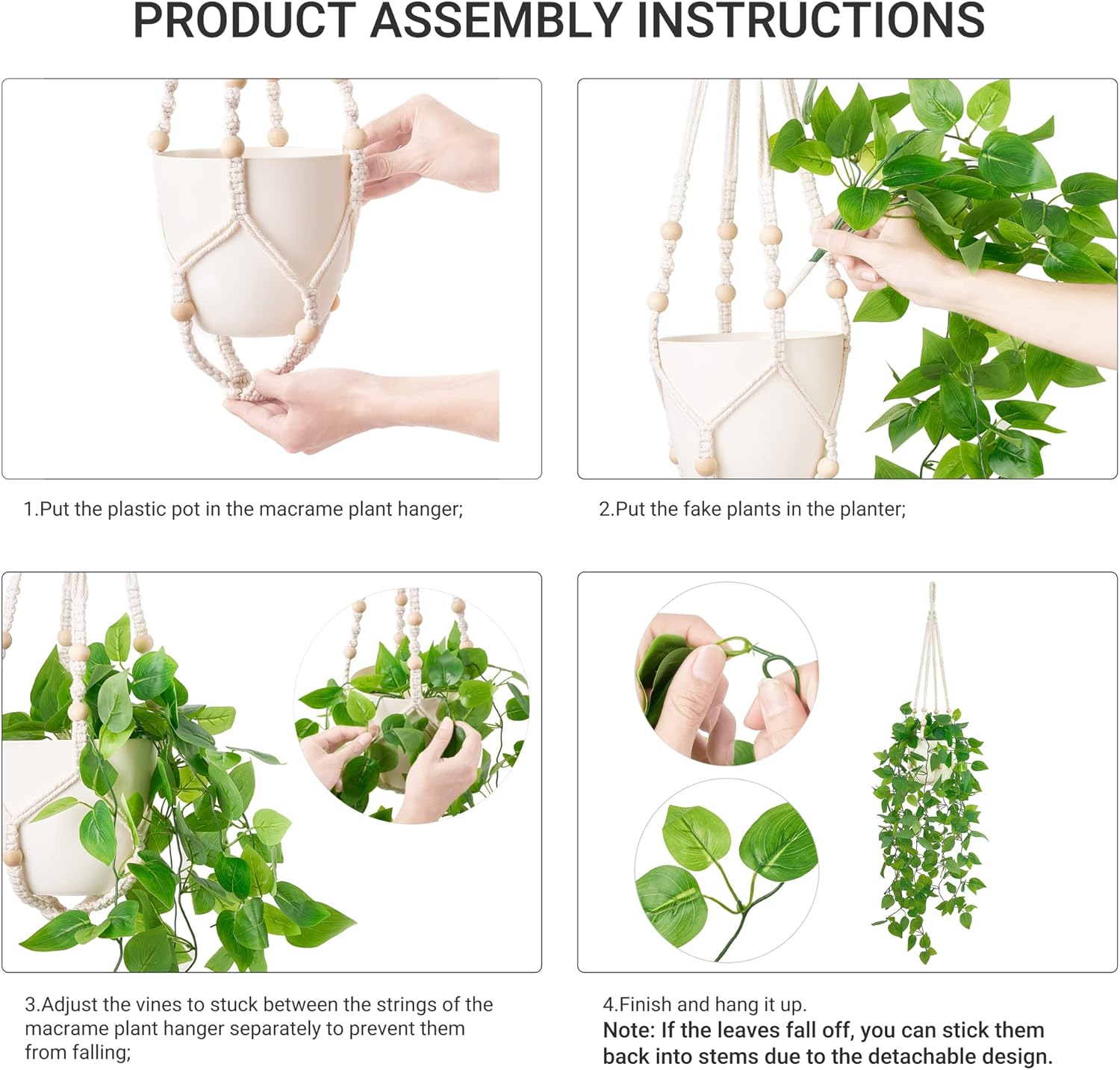 Mkono Fake Hanging Plant with Pot Set