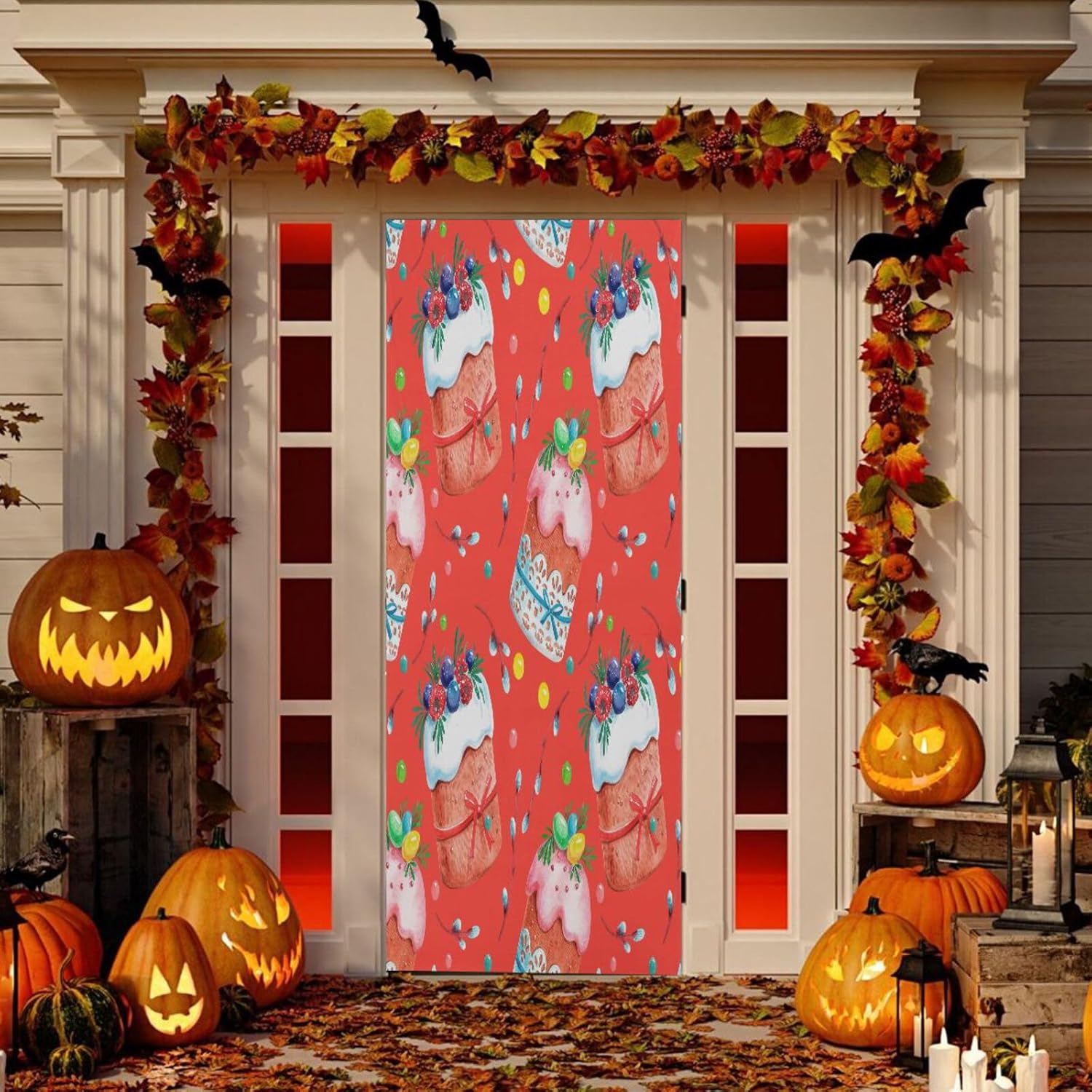 Susiyo Stretch Fabric Christmas Door Cover 32x79 in