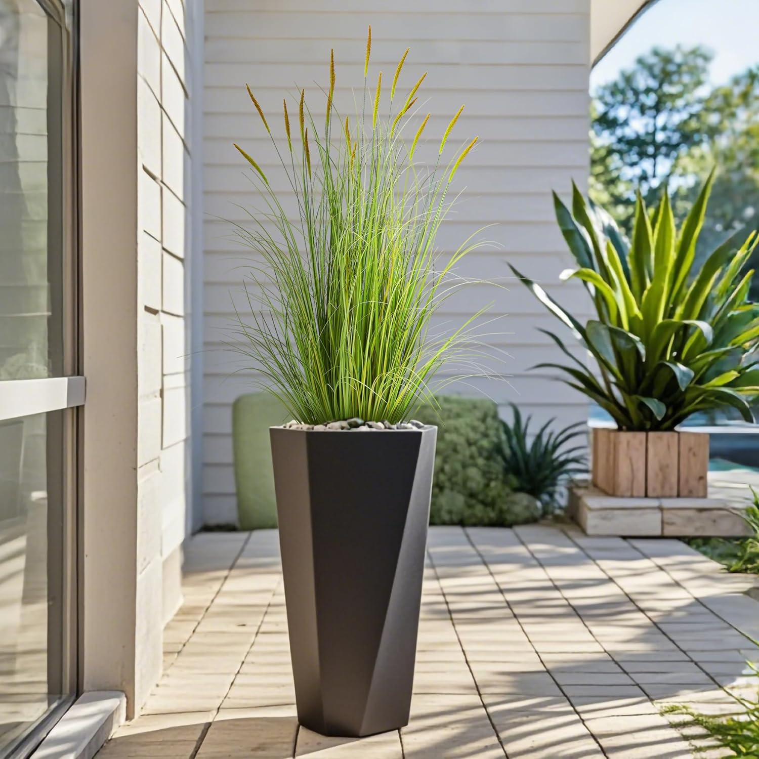 KOL Artificial Cattail Reed Grass Plants 3ft 2 Pack