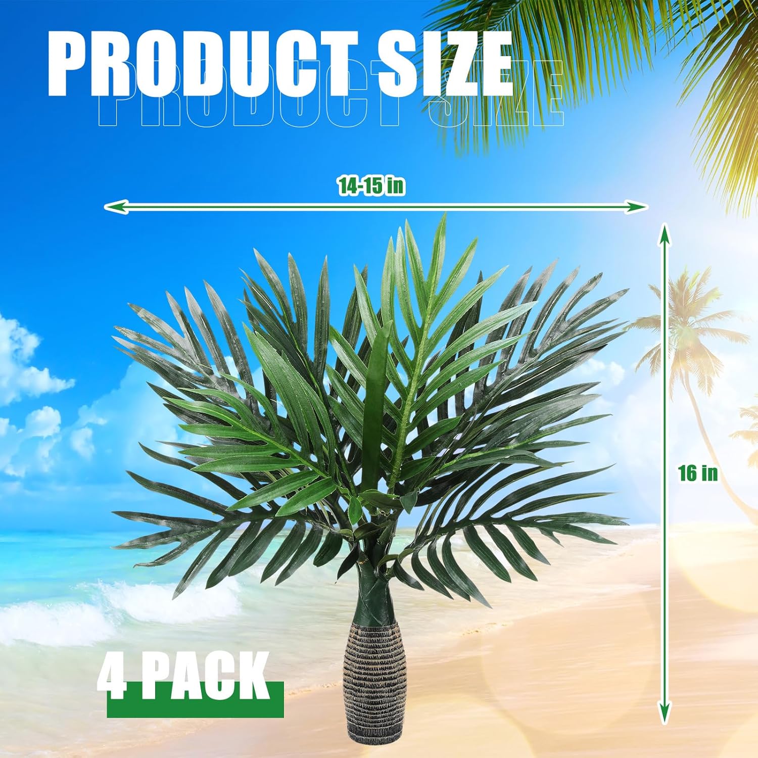 Jexine 4 Pcs 16 Inch Artificial Palm Tree Set