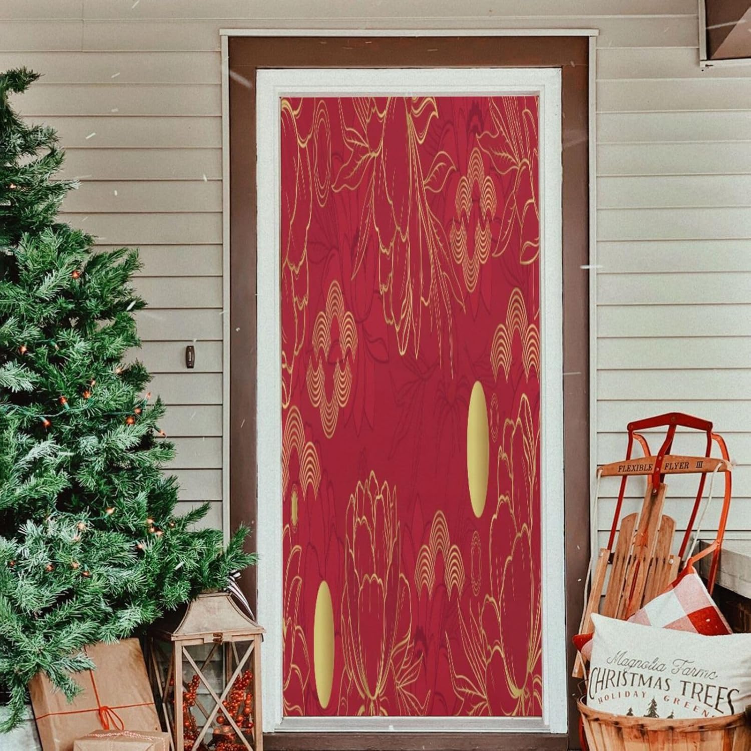 Susiyo Halloween Red Flower Door Cover 32x79 in