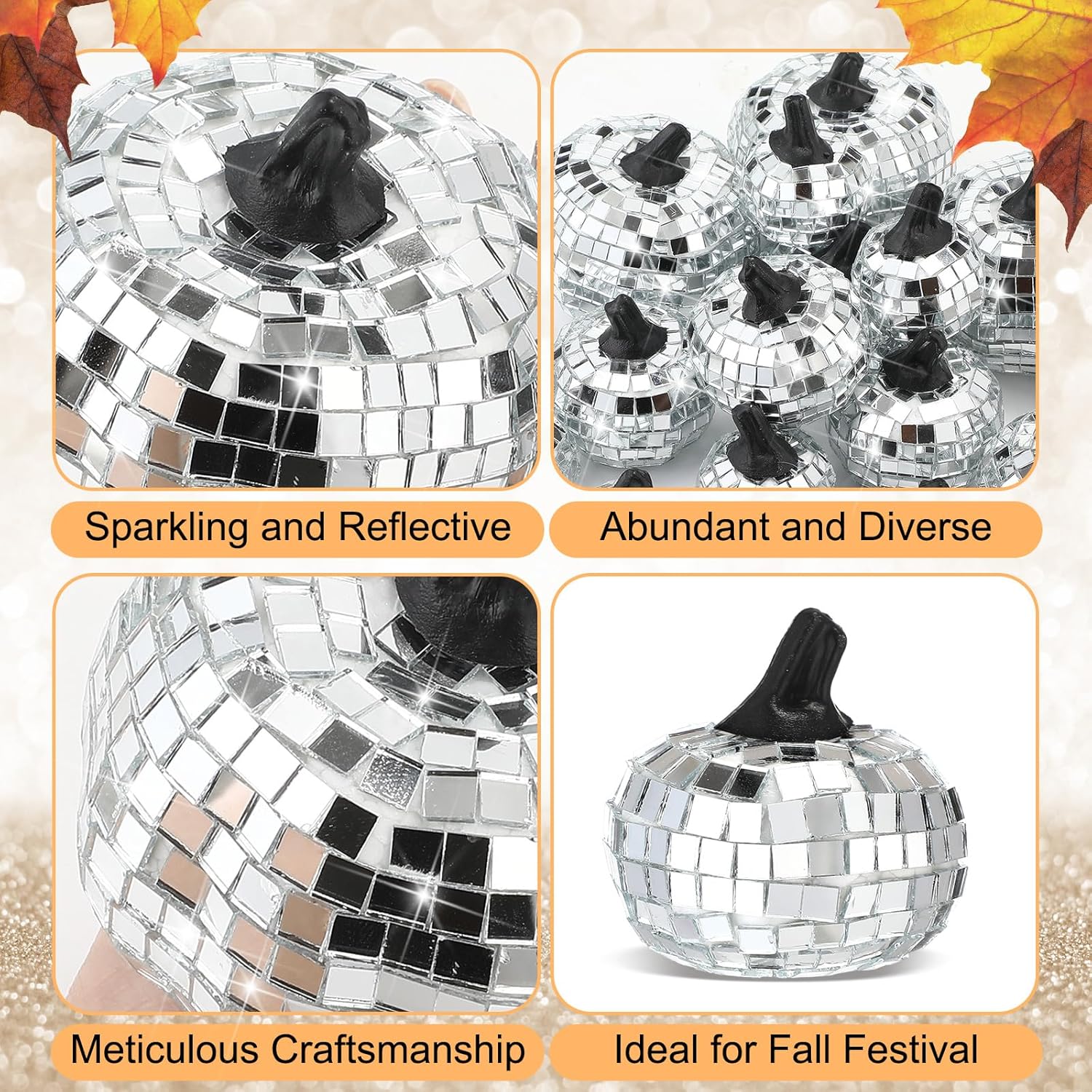 Geelin 20 Pcs Silver Disco Pumpkins Decor