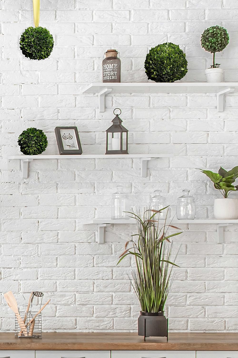 Serene Spaces Living 12 Inch Preserved Boxwood Ball