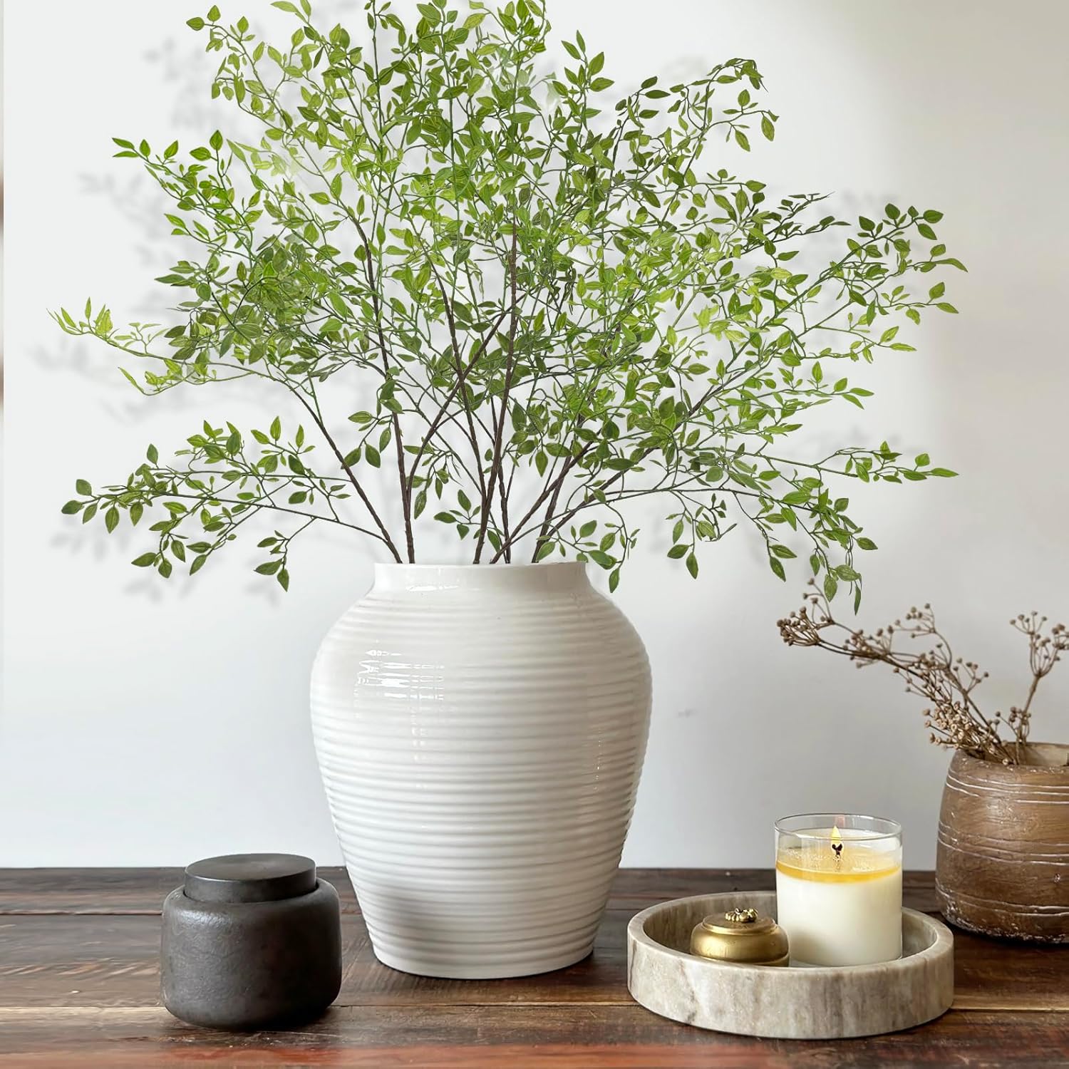 CEWOR 4pcs Artificial Greenery Branches for Tall Vase Decor