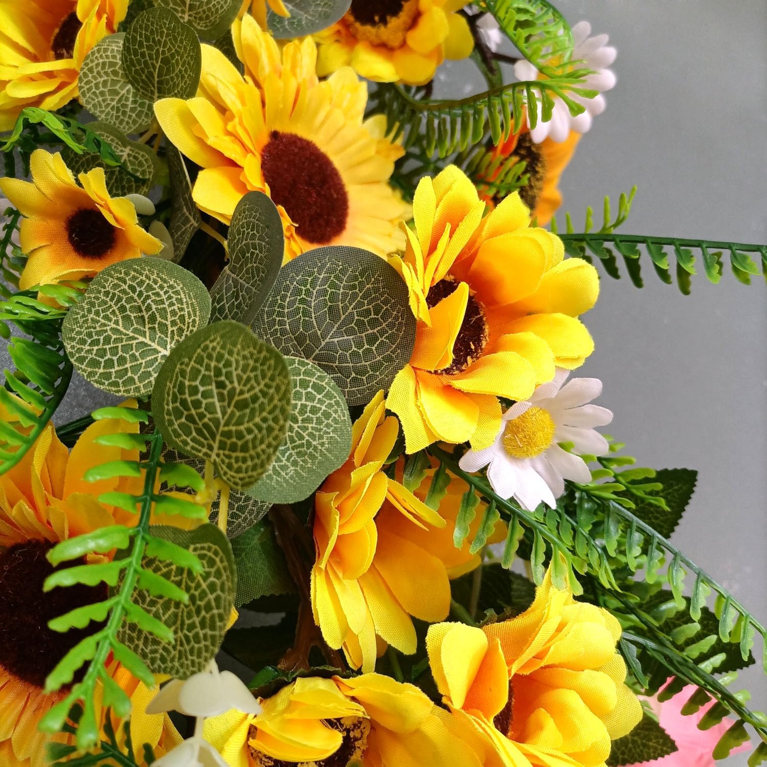 Artificial Sunflower Garland with Green Leaves 2PCS