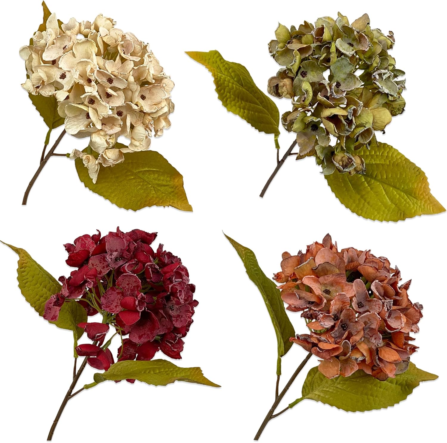 TOPIA Fall Hydrangea Artificial Silk Flowers Bouquet 6 PCS Orange