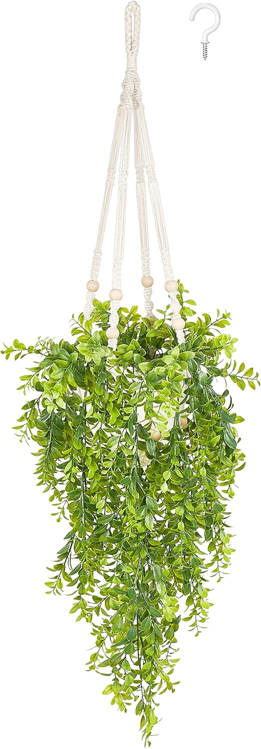 Mkono Fake Hanging Plant with Pot Set