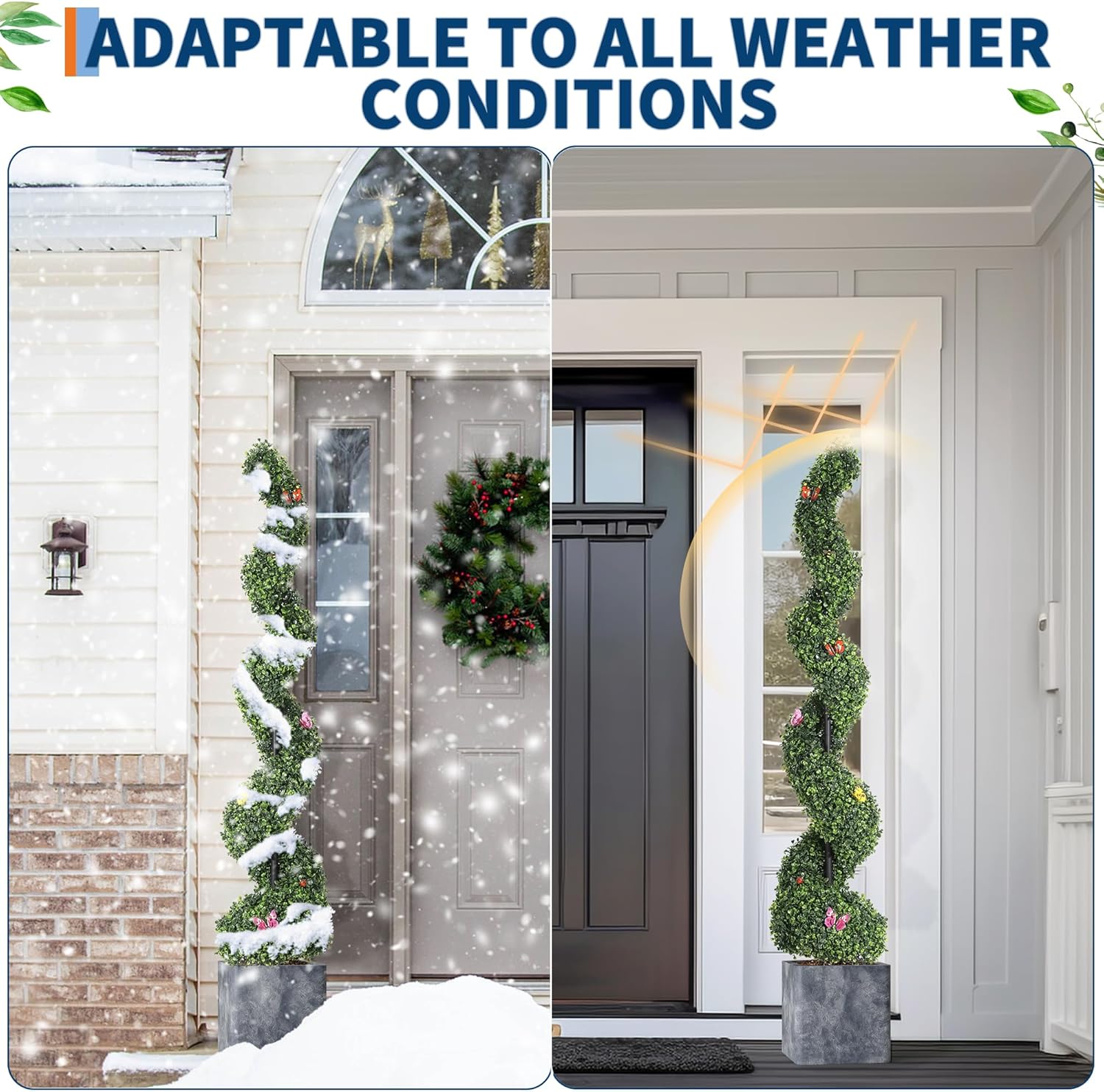 IDEALHOUSE 5FT Artificial Boxwood Spiral Topiary Trees 2Pcs
