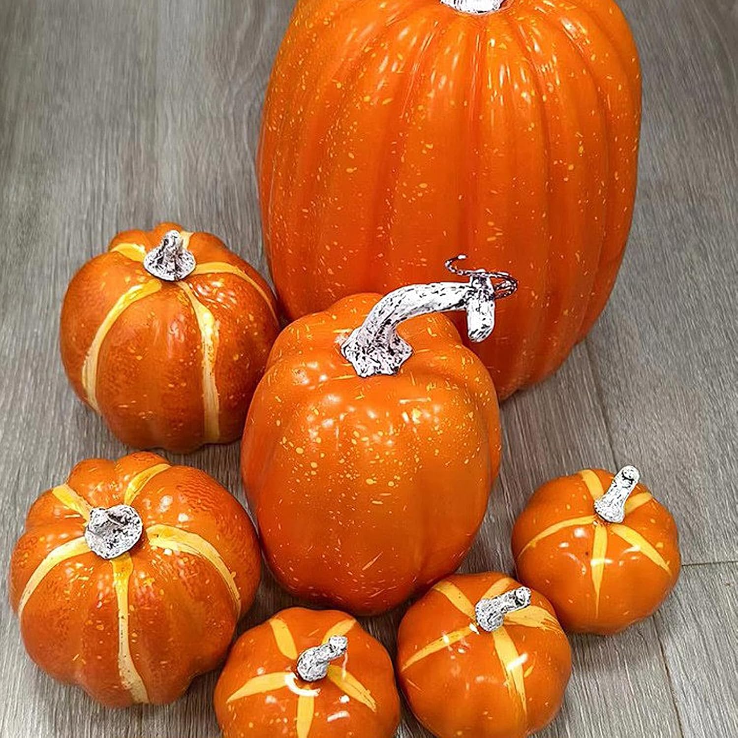 Firlar Artificial Pumpkin Decorations 7Pcs Lifelike Foam Pumpkins