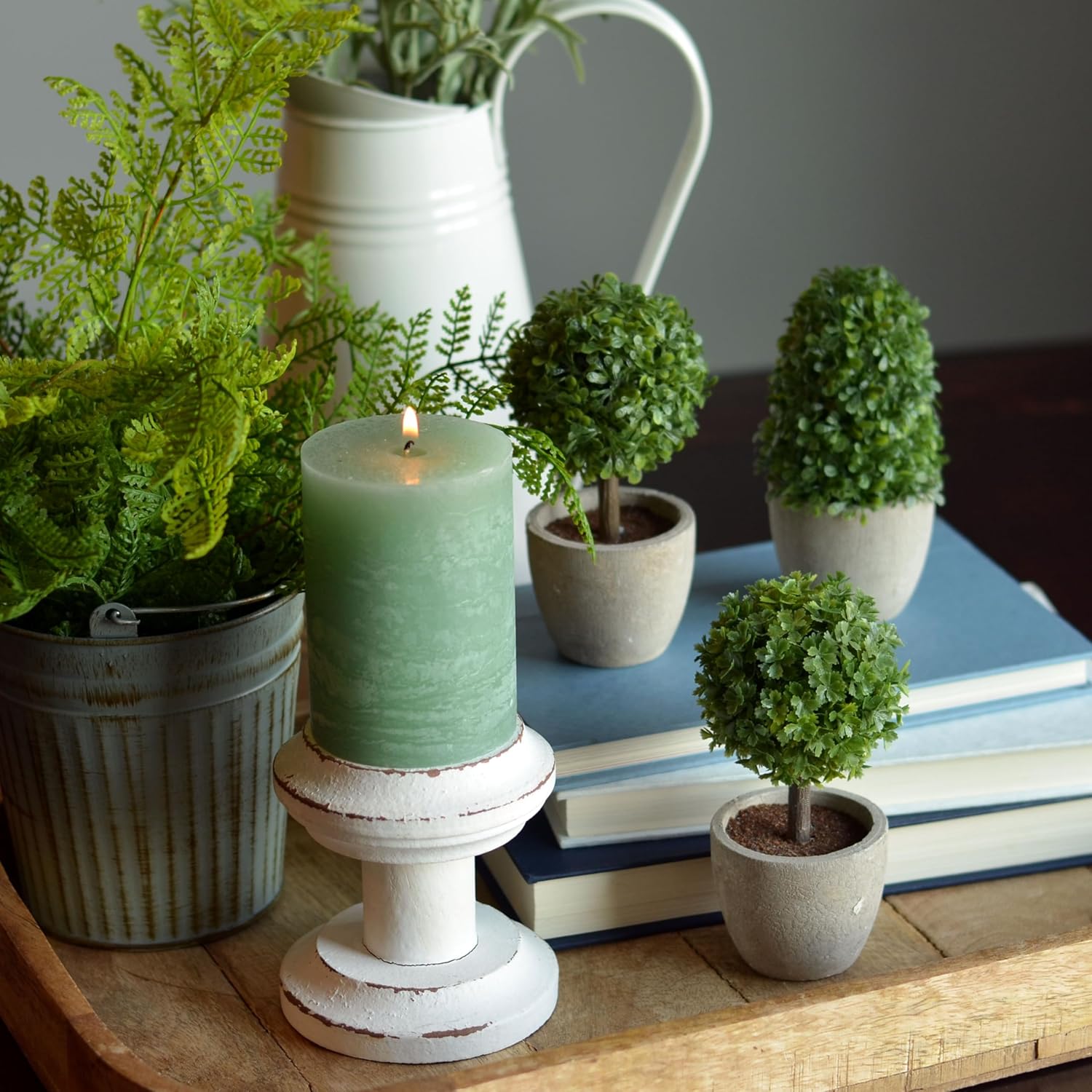 WHW Realistic Faux Boxwood Topiaries Set of 3