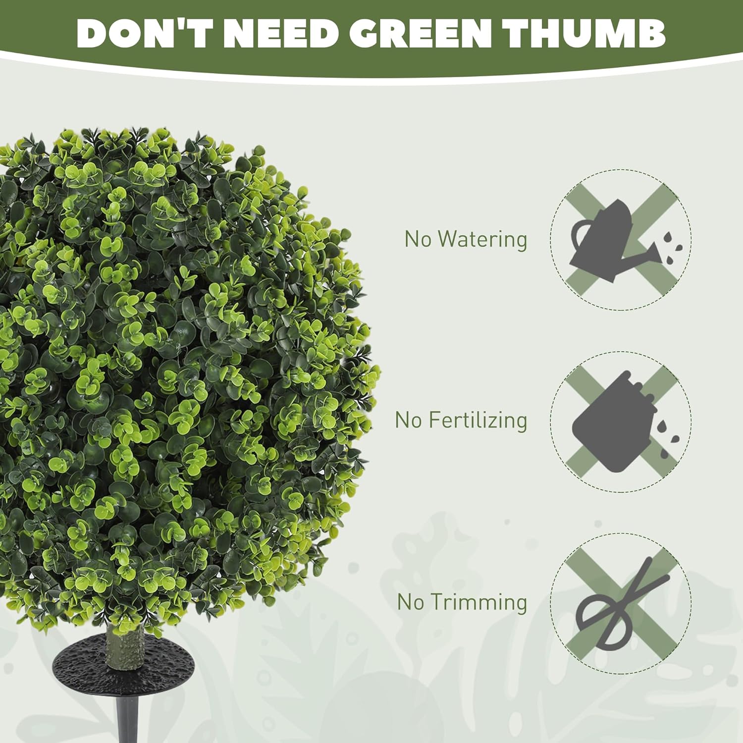 HOMCOM Artificial Boxwood Topiary Ball with Ground Stake